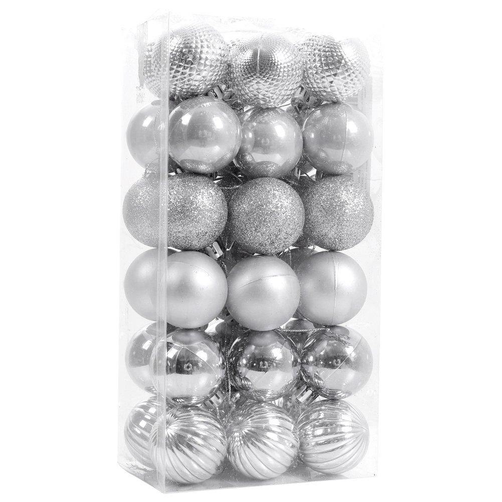 Silver - LIFE IDEAS - 36pcs Ball Ornament Set for Christmas Tree - 1