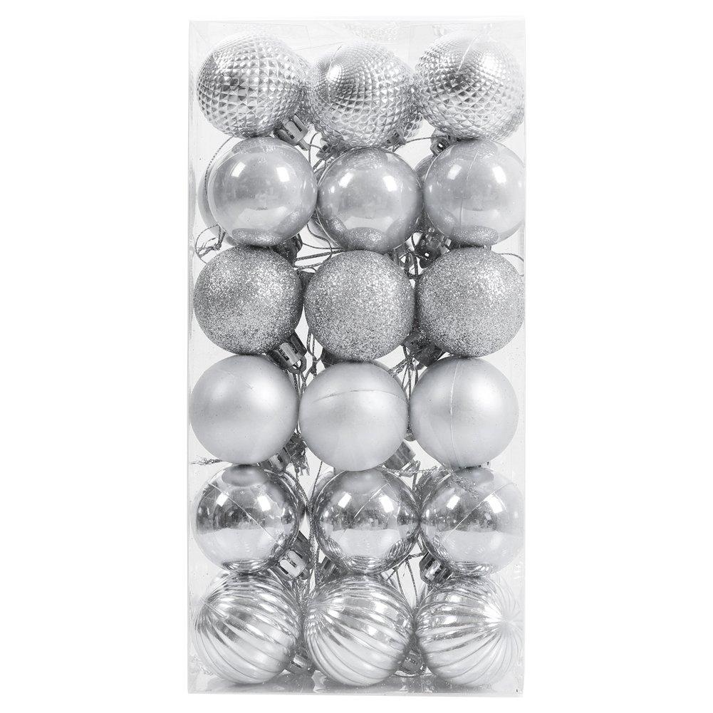 Silver - LIFE IDEAS - 36pcs Ball Ornament Set for Christmas Tree - 2