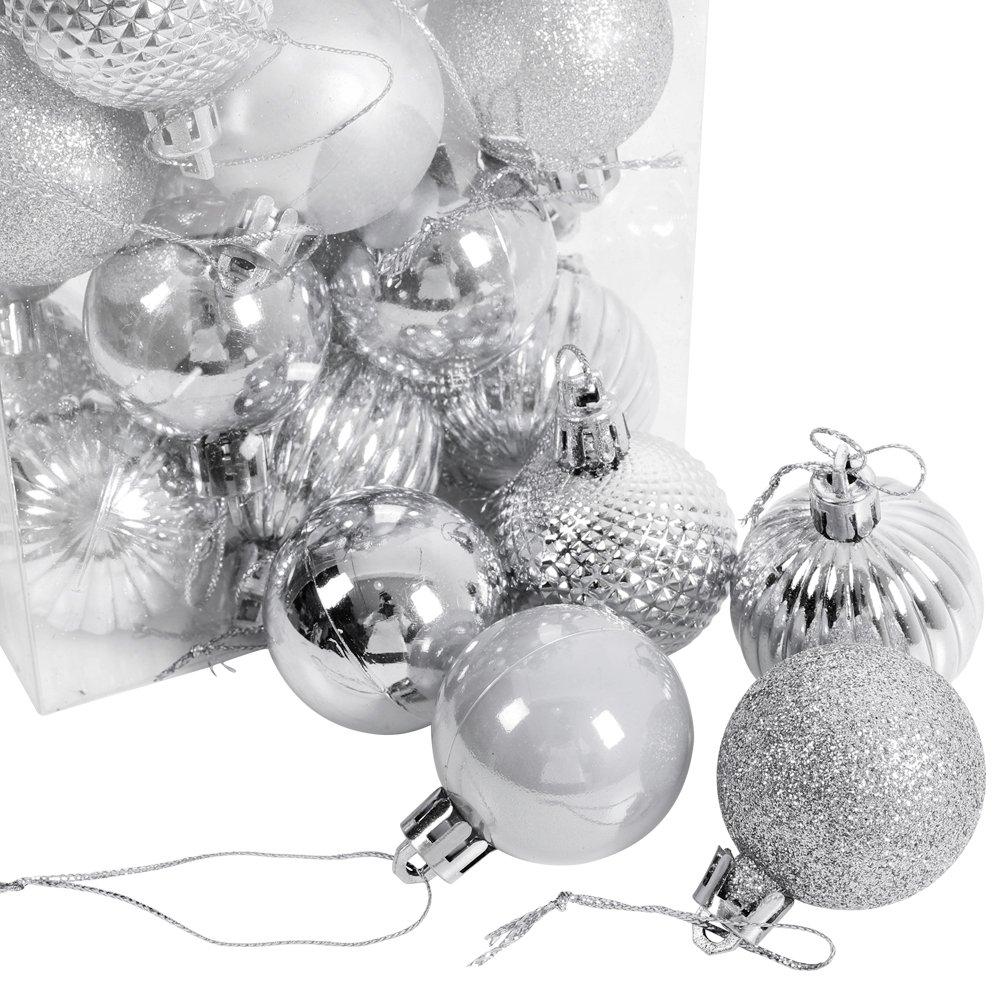 Silver - LIFE IDEAS - 36pcs Ball Ornament Set for Christmas Tree - 4