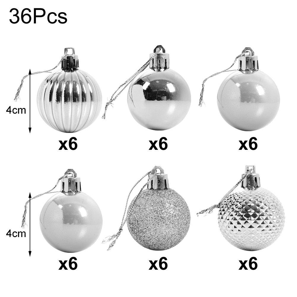 Silver - LIFE IDEAS - 36pcs Ball Ornament Set for Christmas Tree - 8