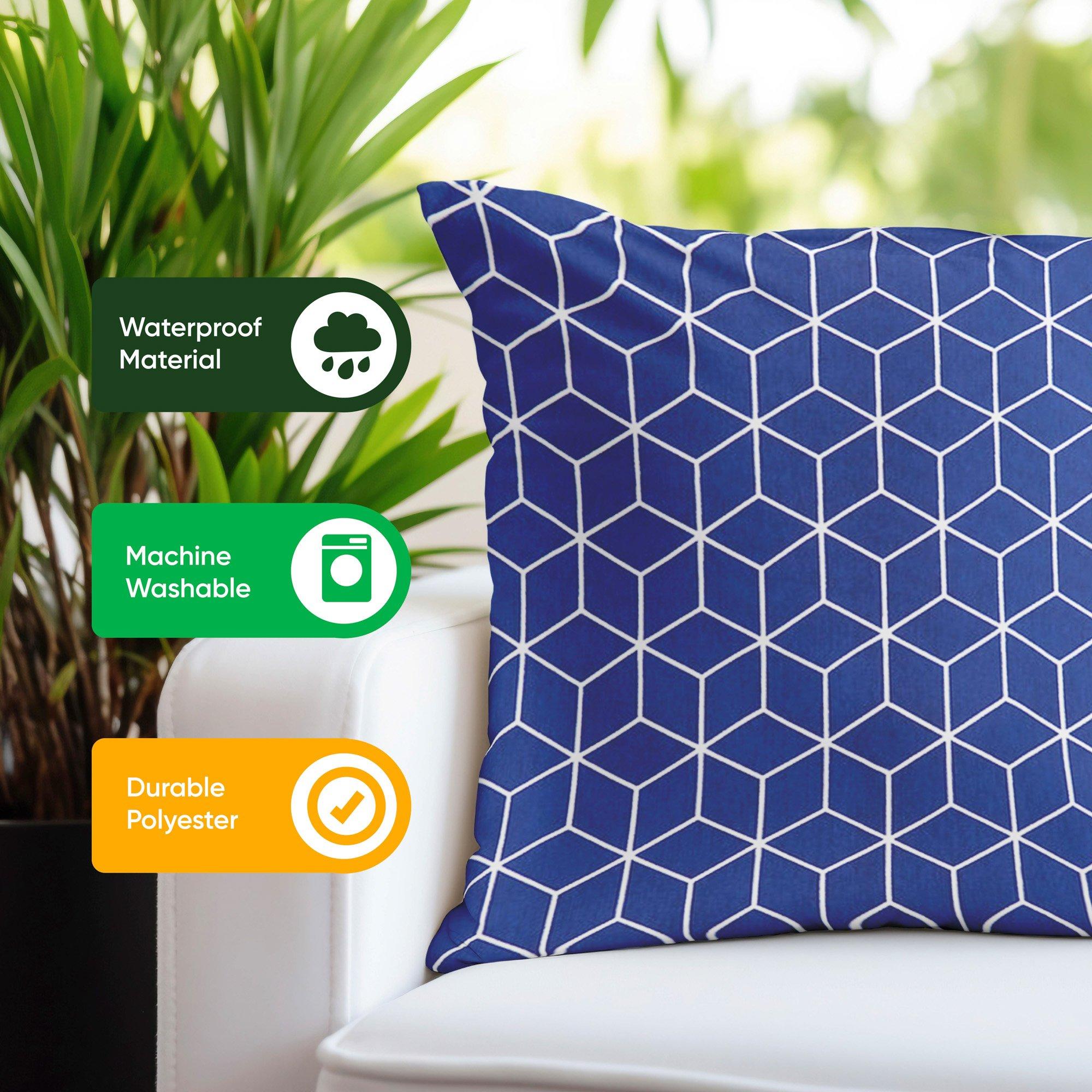 Blue - Streetwize - Outdoor Blue Cube  Scatter Cushions - 5