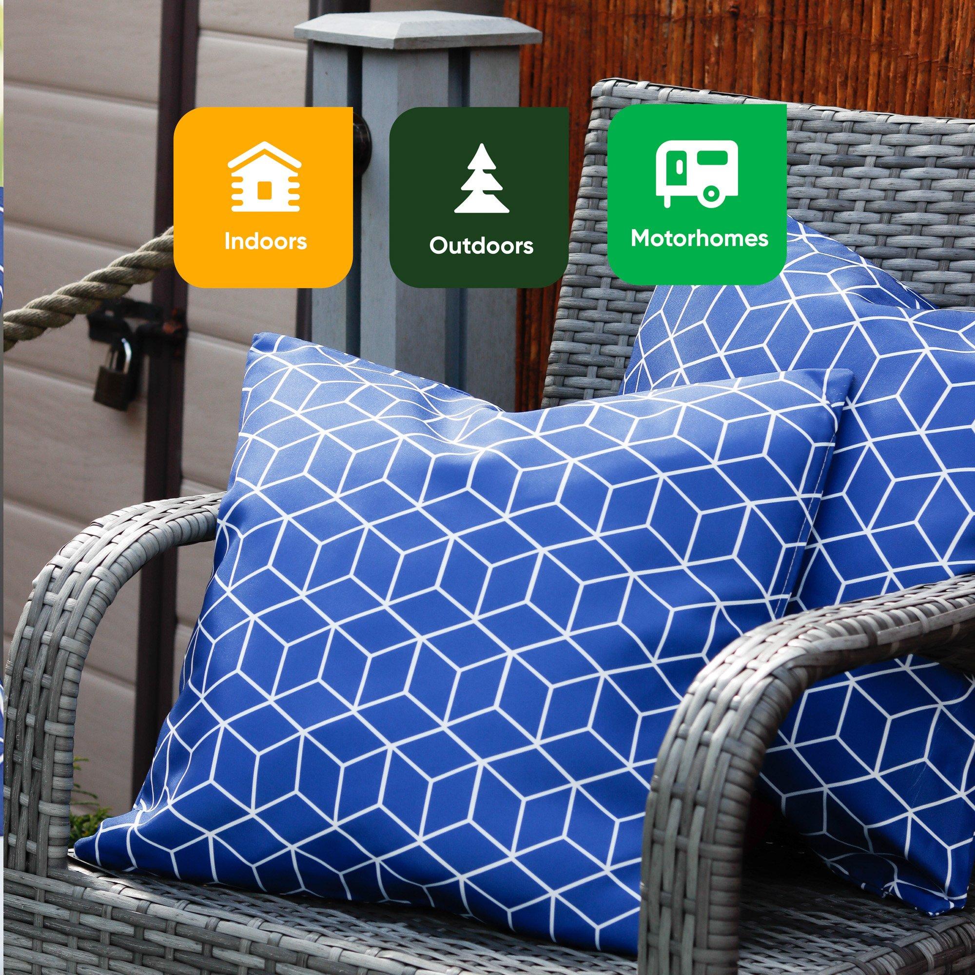 Blue - Streetwize - Outdoor Blue Cube  Scatter Cushions - 6