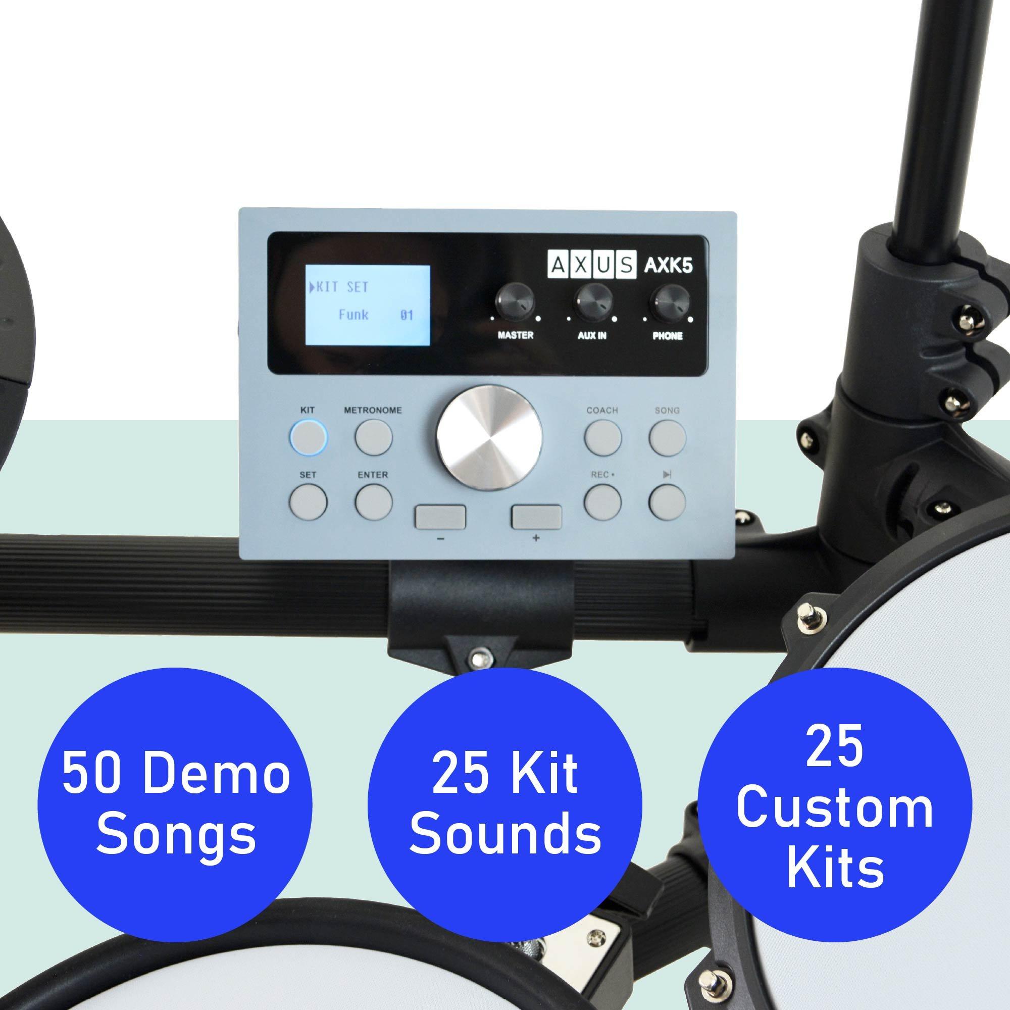 Black - Axus - AXK5 Electronic Mesh Head Drum Kit - 3