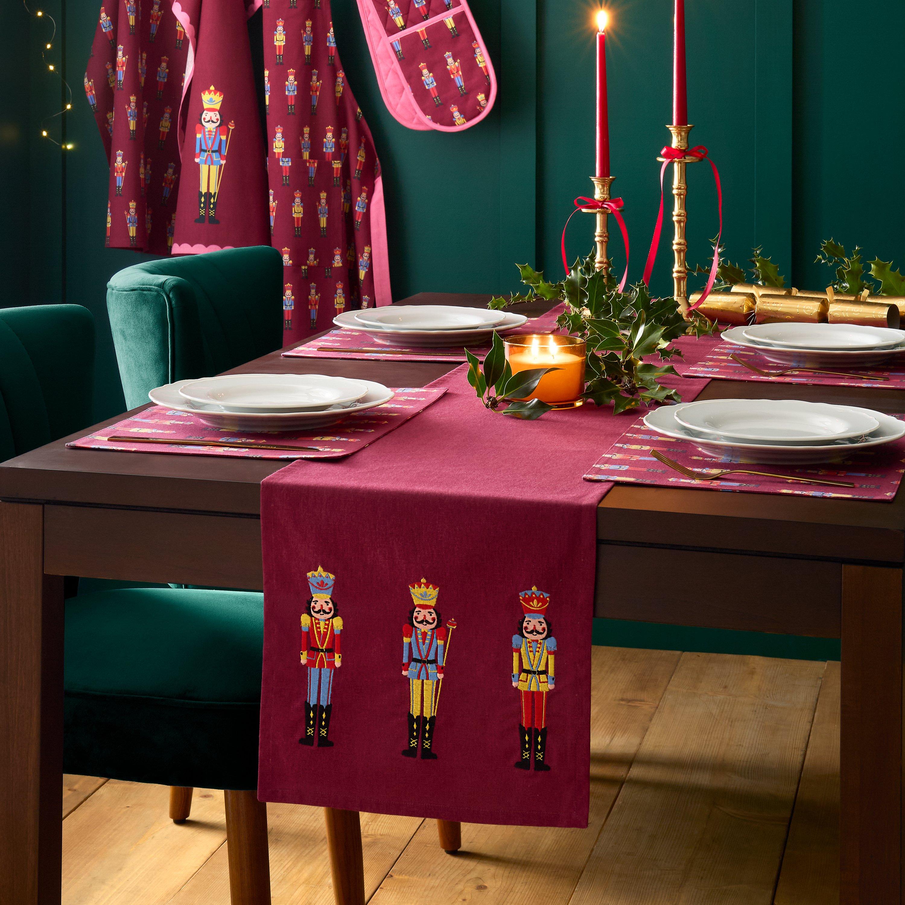 Plum - Catherine Lansfield - Christmas Nutcracker Cotton Dining Table Runner - 1