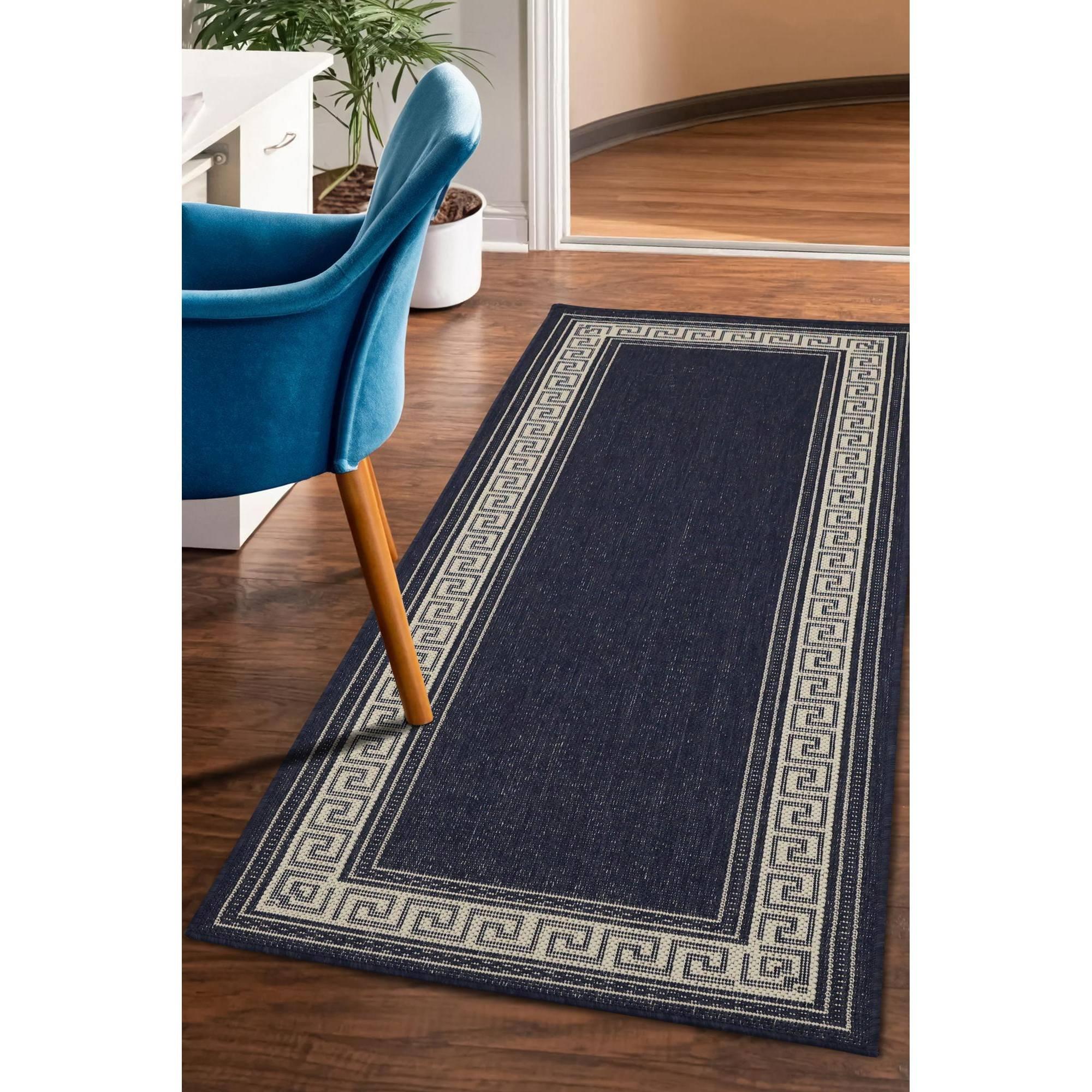 Navy - Homemaker - Gel Greek Key Rug Navy - 2