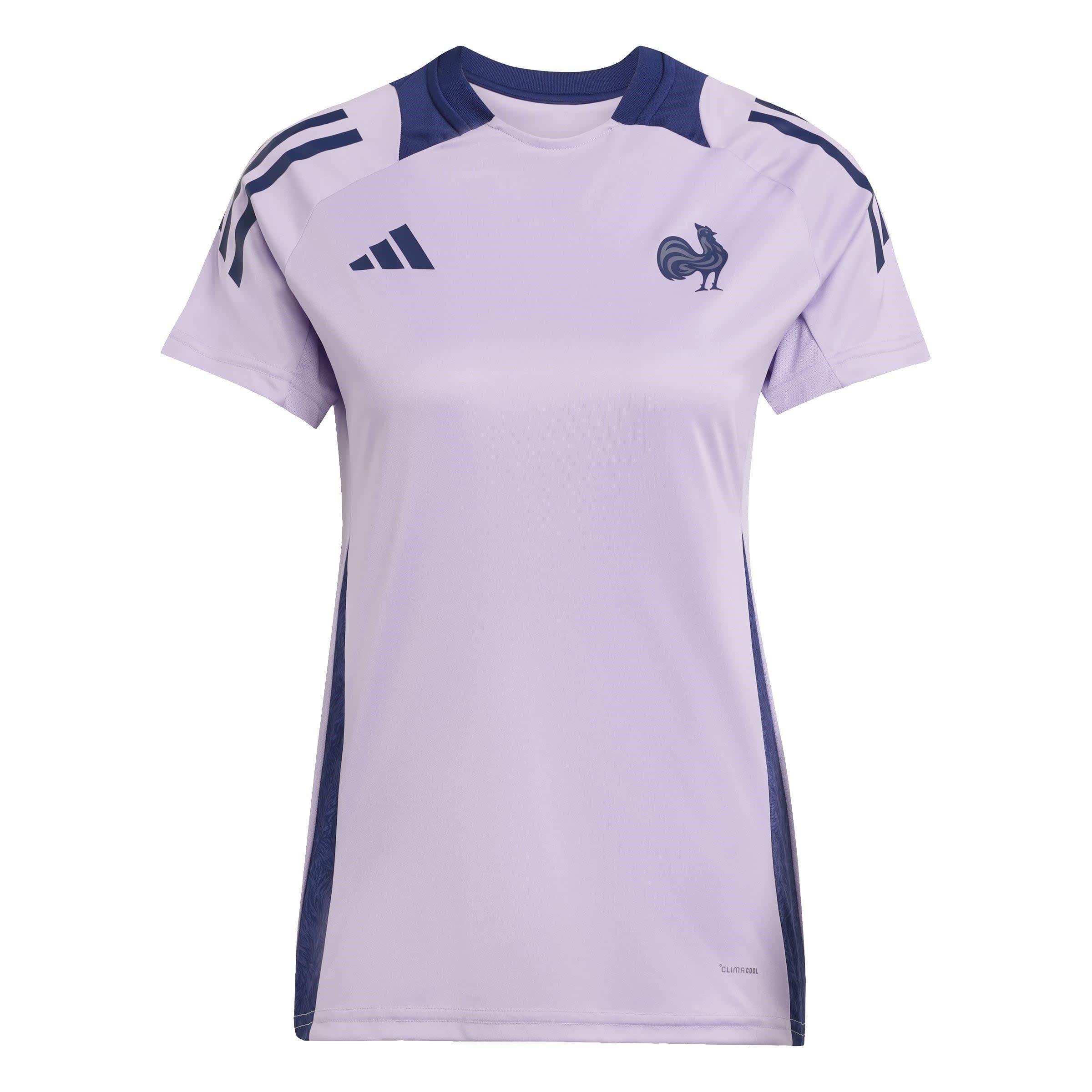 Adidas Women's France Rugby Performance T-Shirt 2025 - Powder Plum - 12 (M)