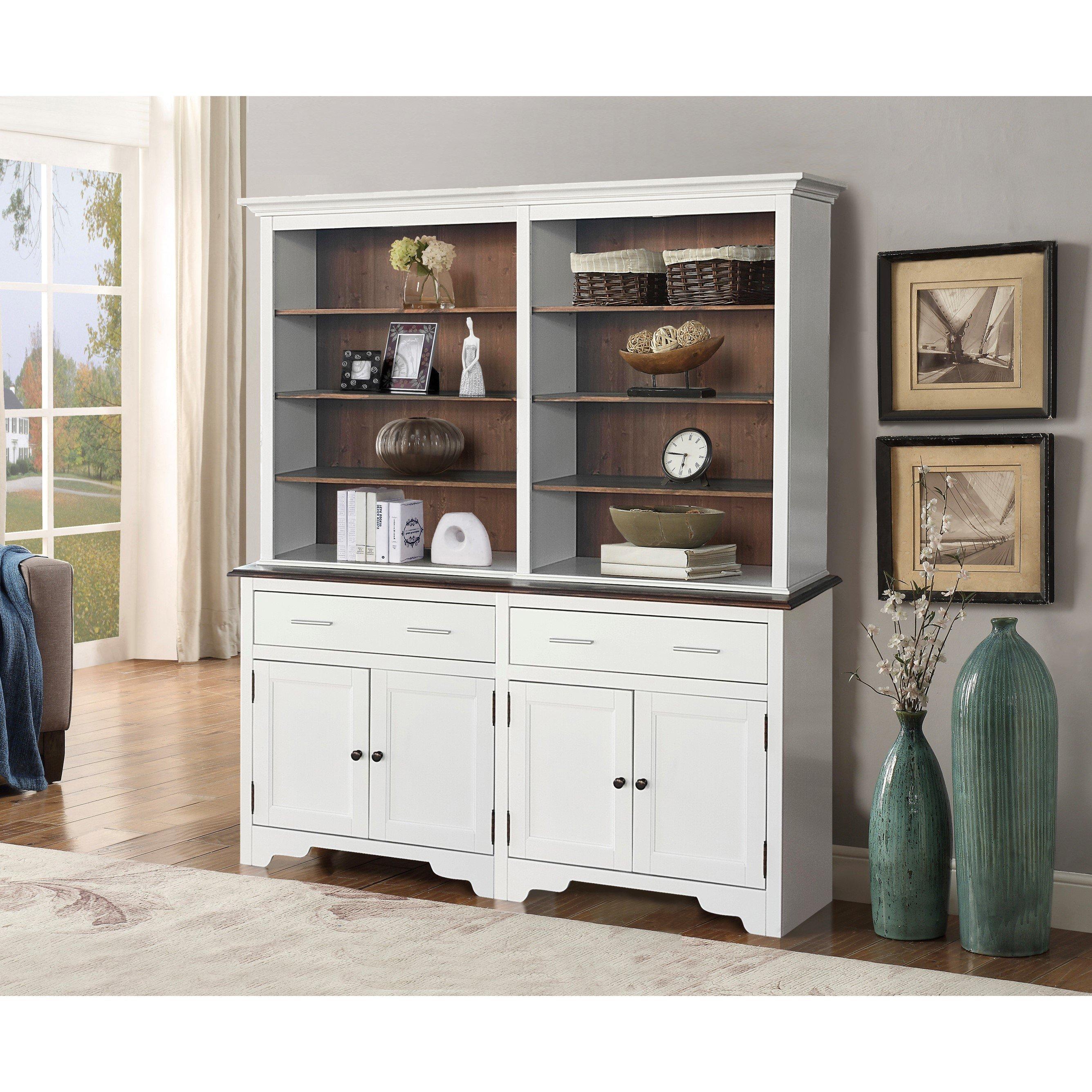 White - Comfy Living - White Wooden Display Dresser With Storage Space - 3