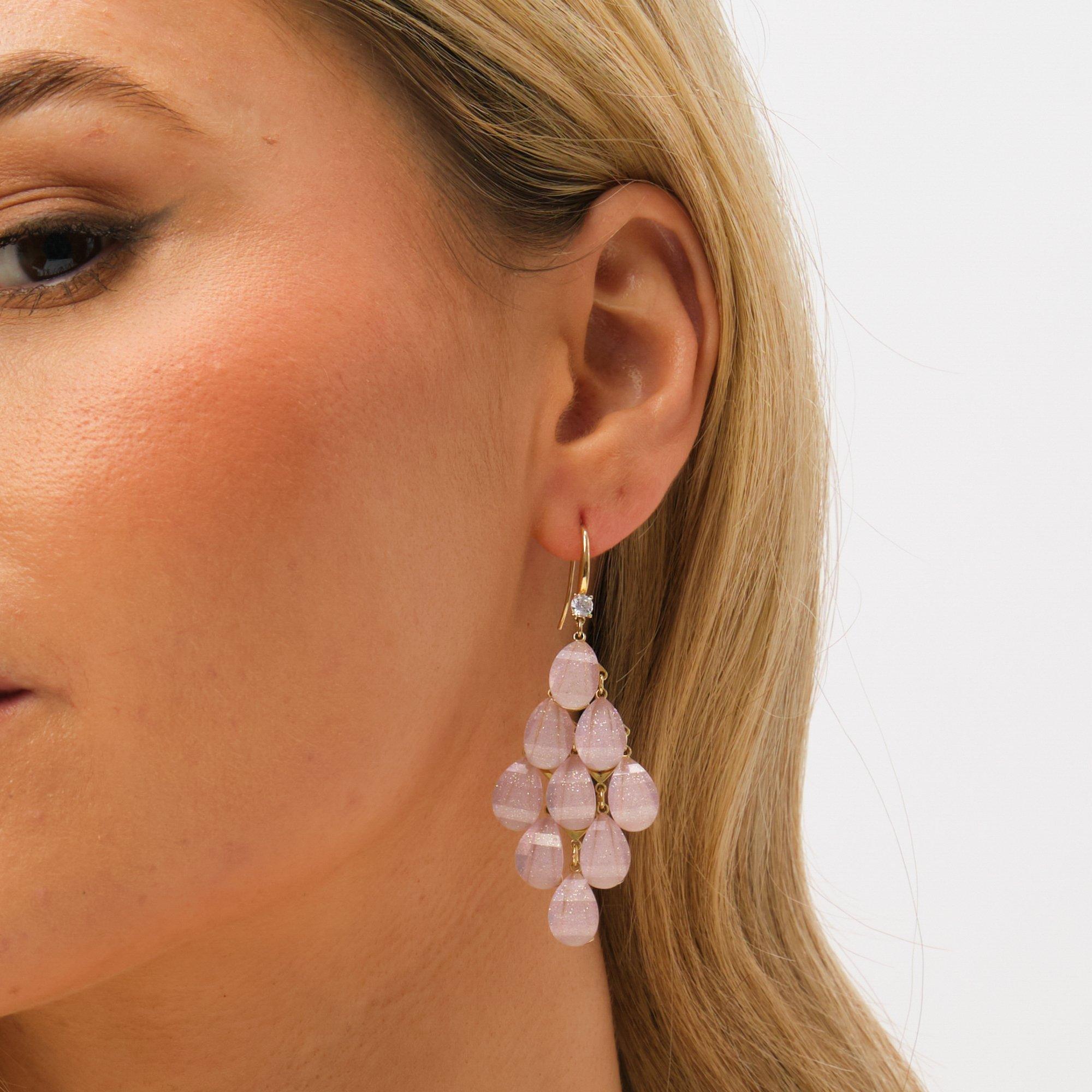 Gold - Jon Richard - Gold Plated and Purple Droplet Earrings - 2