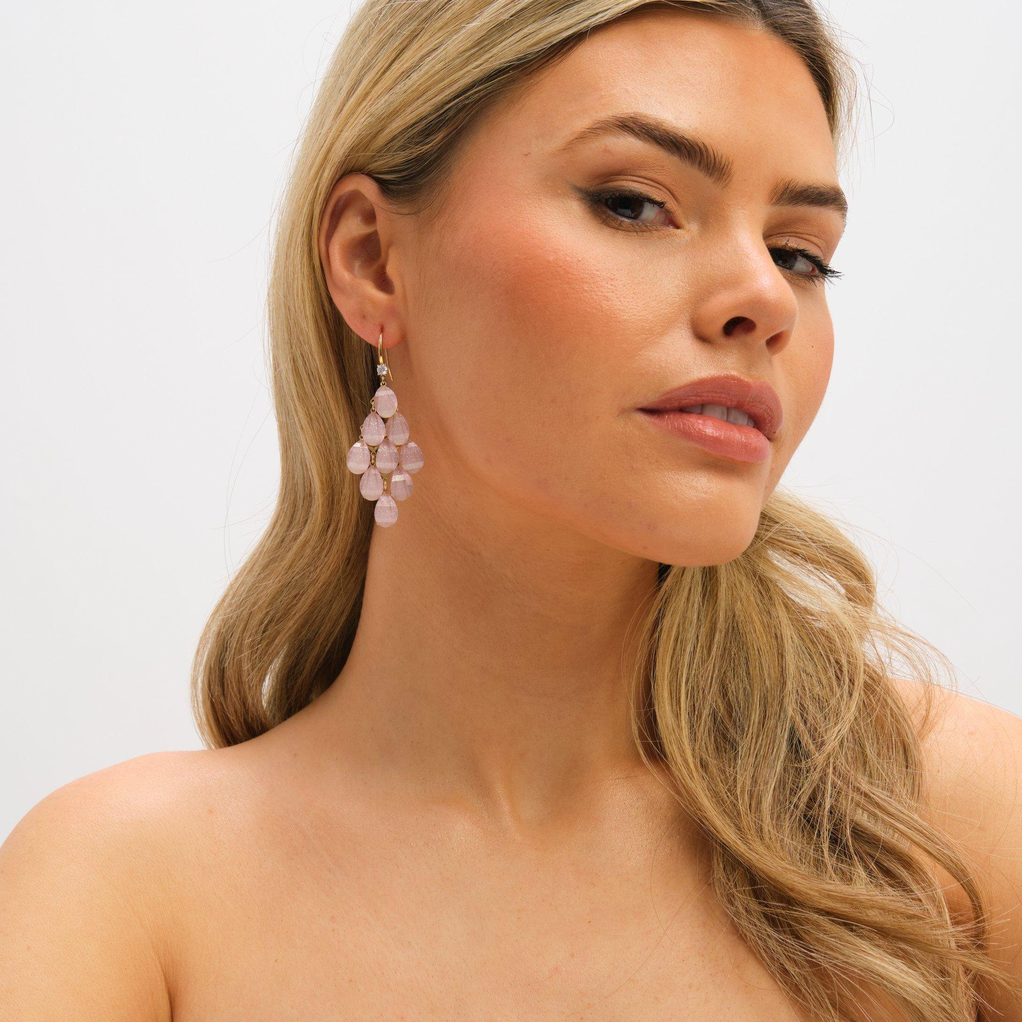 Gold - Jon Richard - Gold Plated and Purple Droplet Earrings - 3