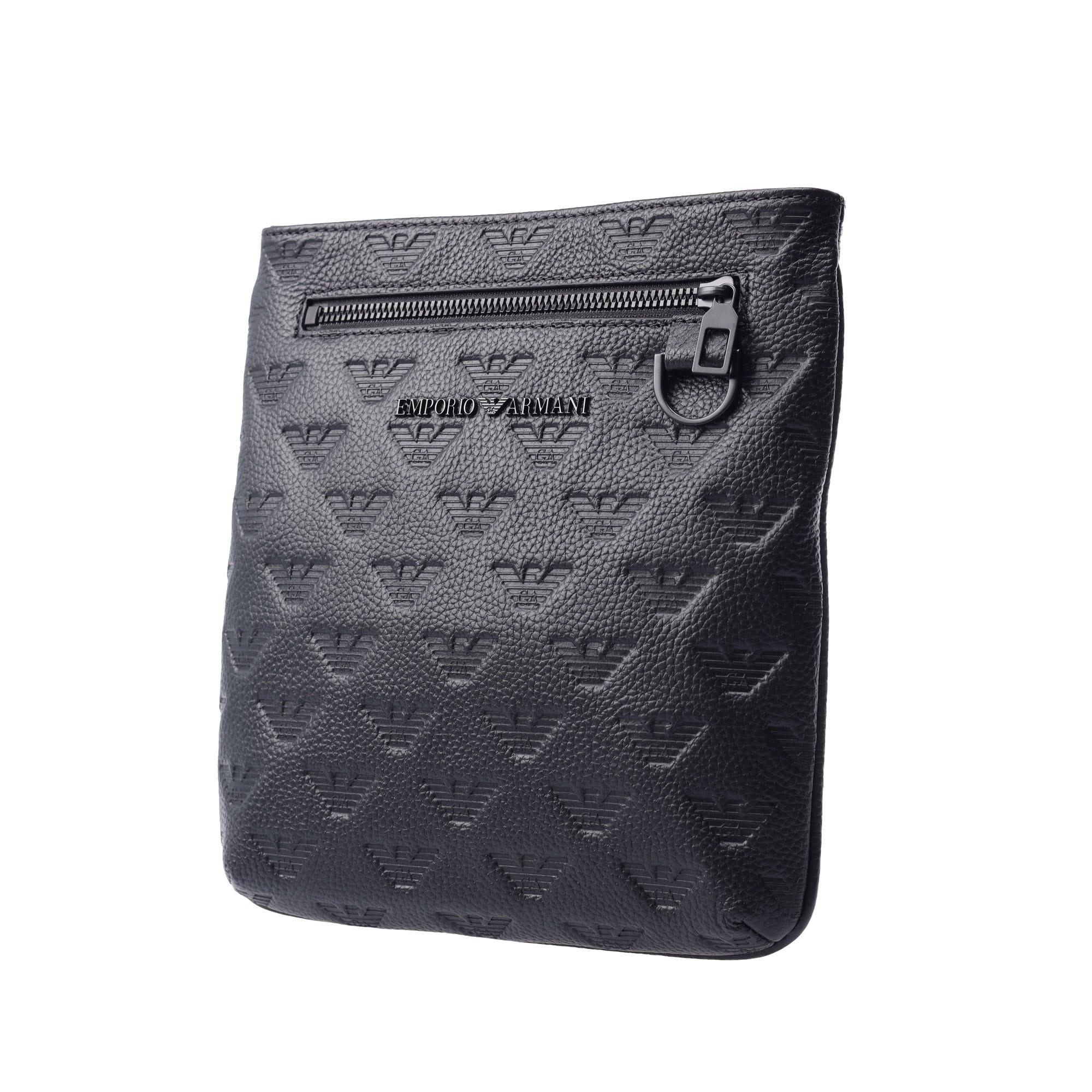 Black - Emporio Armani - Flat Crossbody Messenger Bag - 2