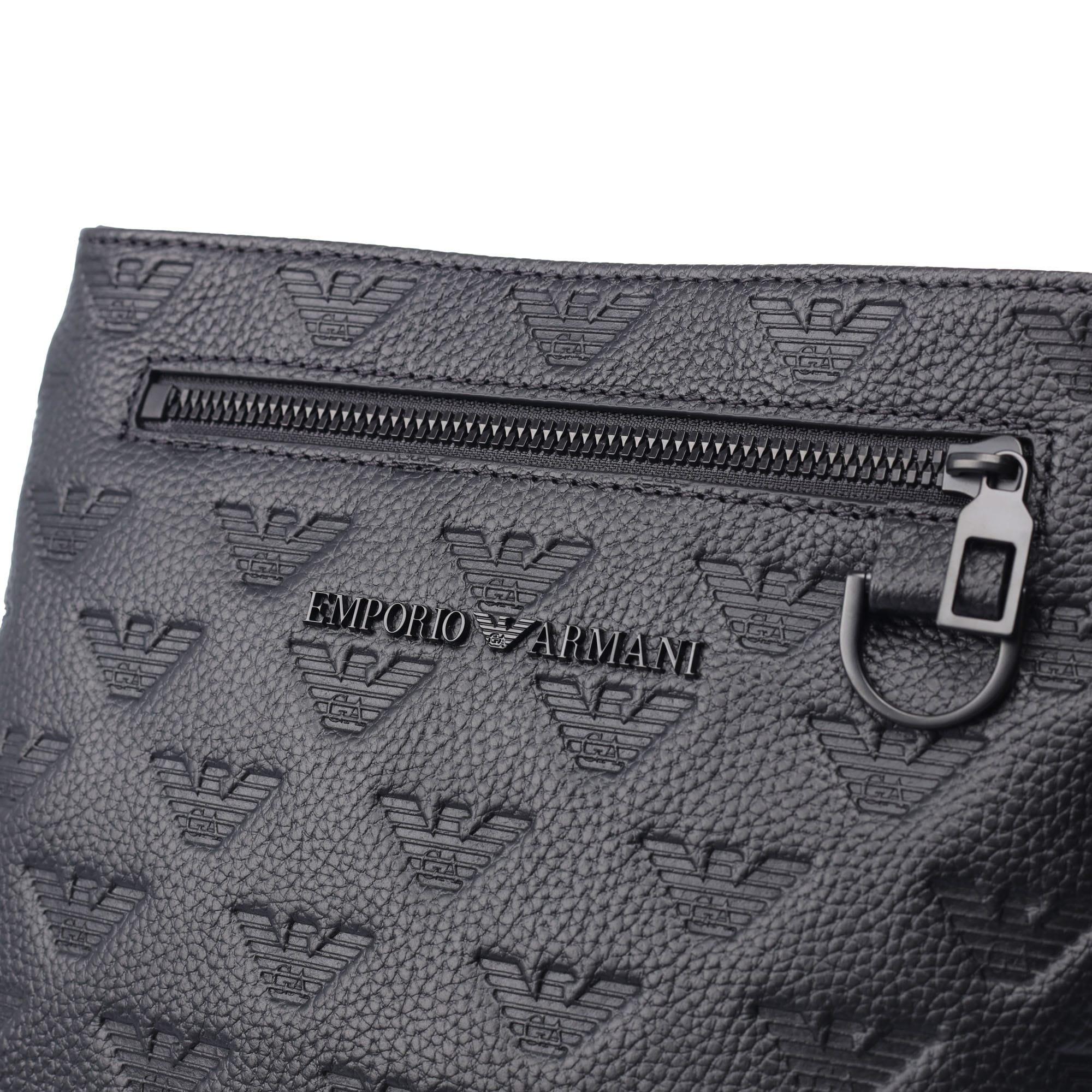 Black - Emporio Armani - Flat Crossbody Messenger Bag - 3