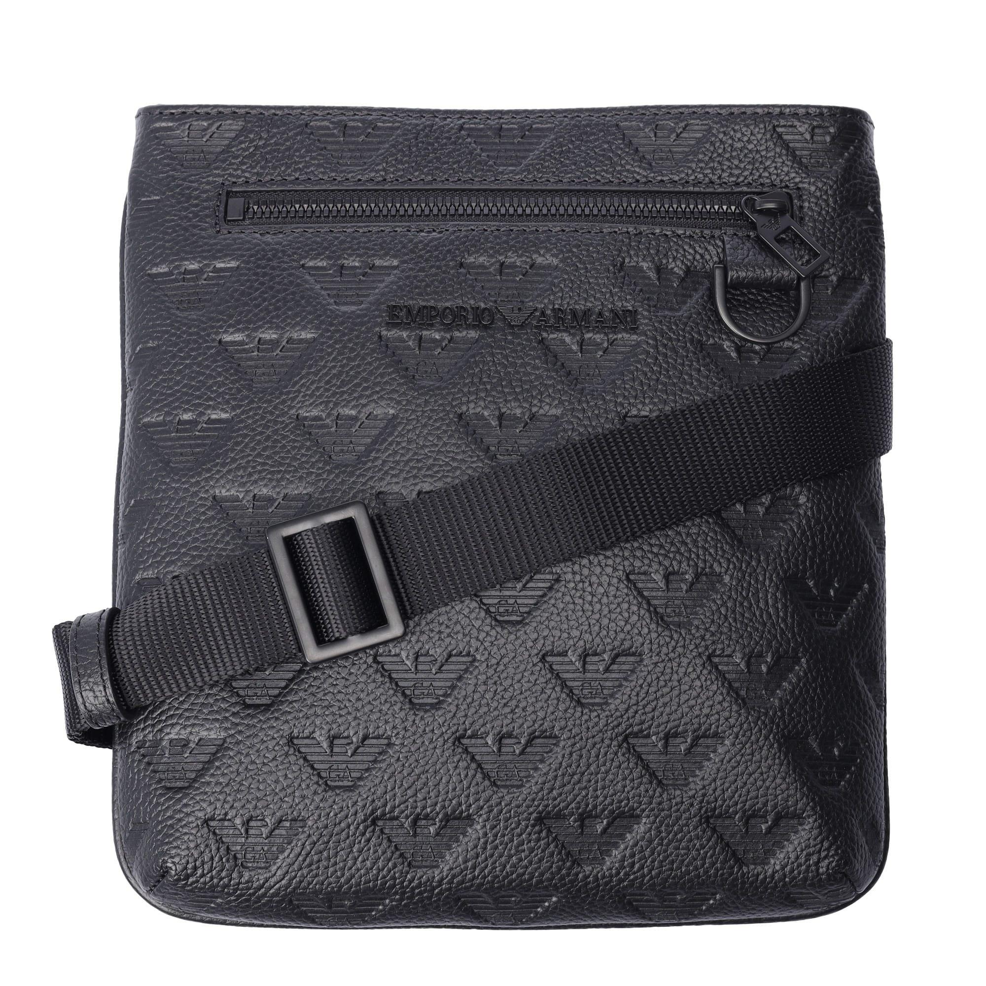 Black - Emporio Armani - Flat Crossbody Messenger Bag - 5