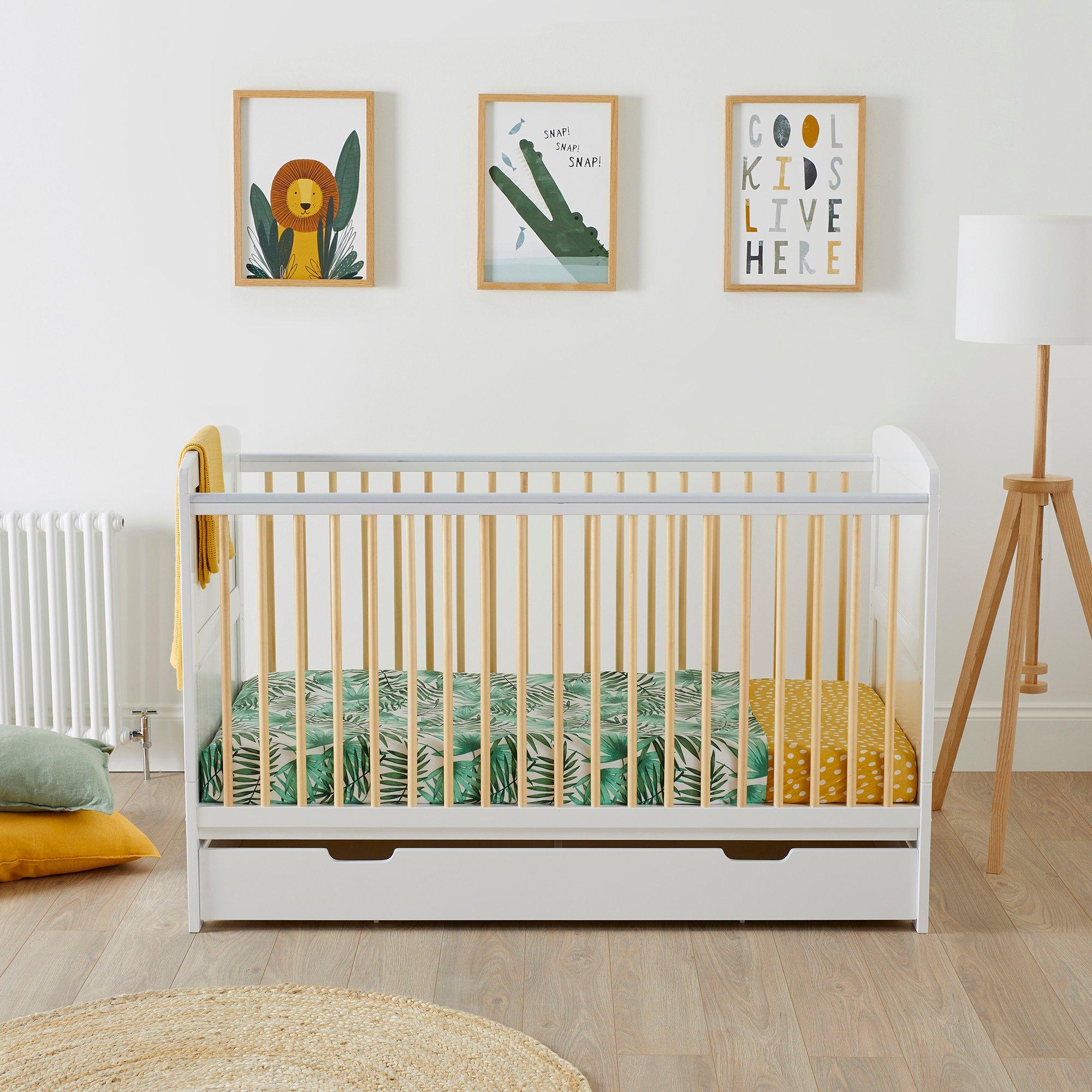 White - Ickle Bubba - Coleby Scandi Cot Bed Under Drawer and Mattress - 2