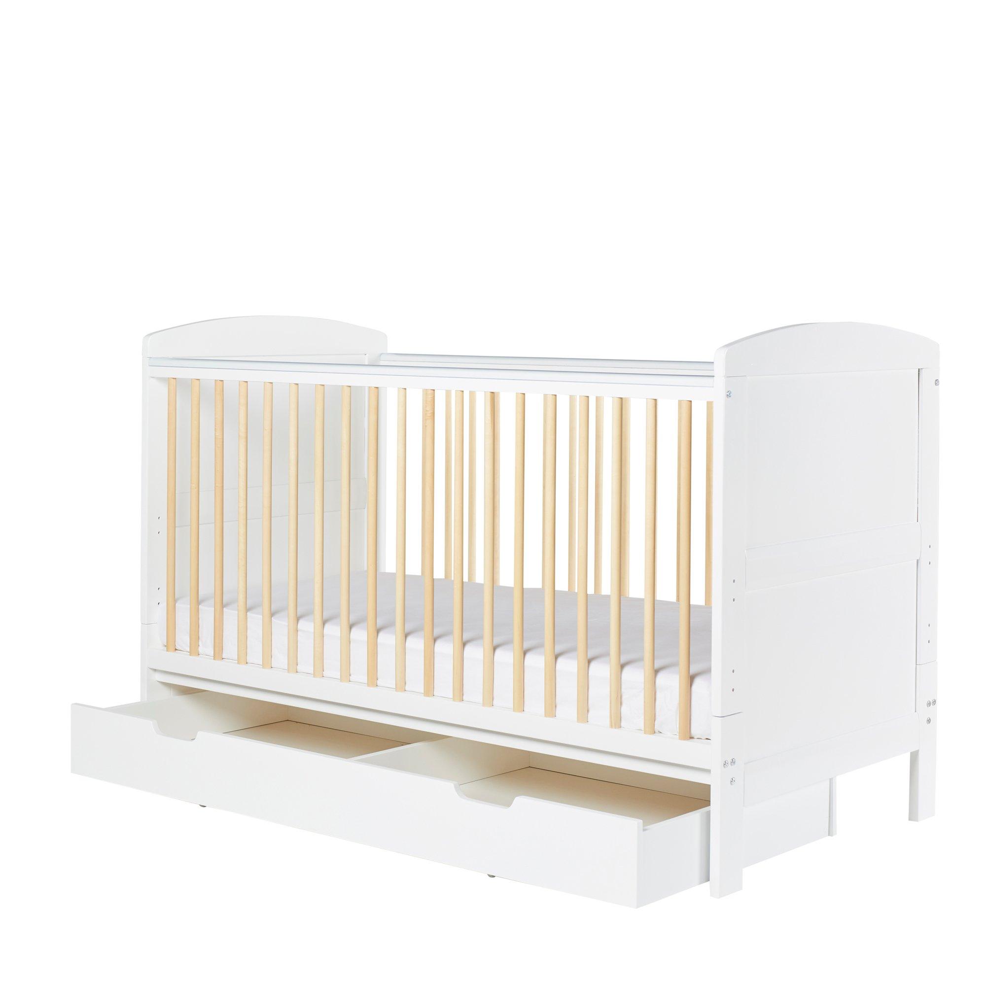 White - Ickle Bubba - Coleby Scandi Cot Bed Under Drawer and Mattress - 4