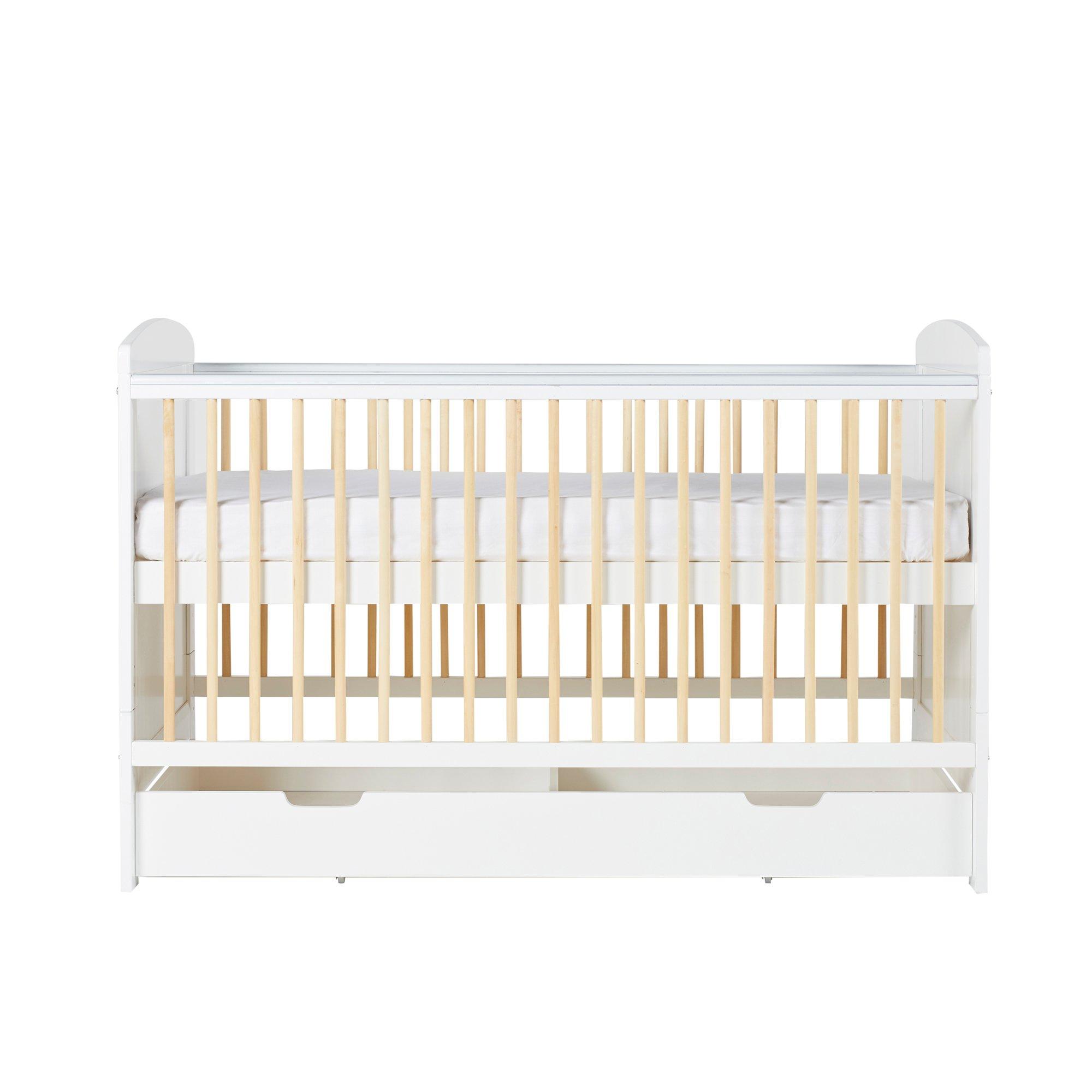 White - Ickle Bubba - Coleby Scandi Cot Bed Under Drawer and Mattress - 6