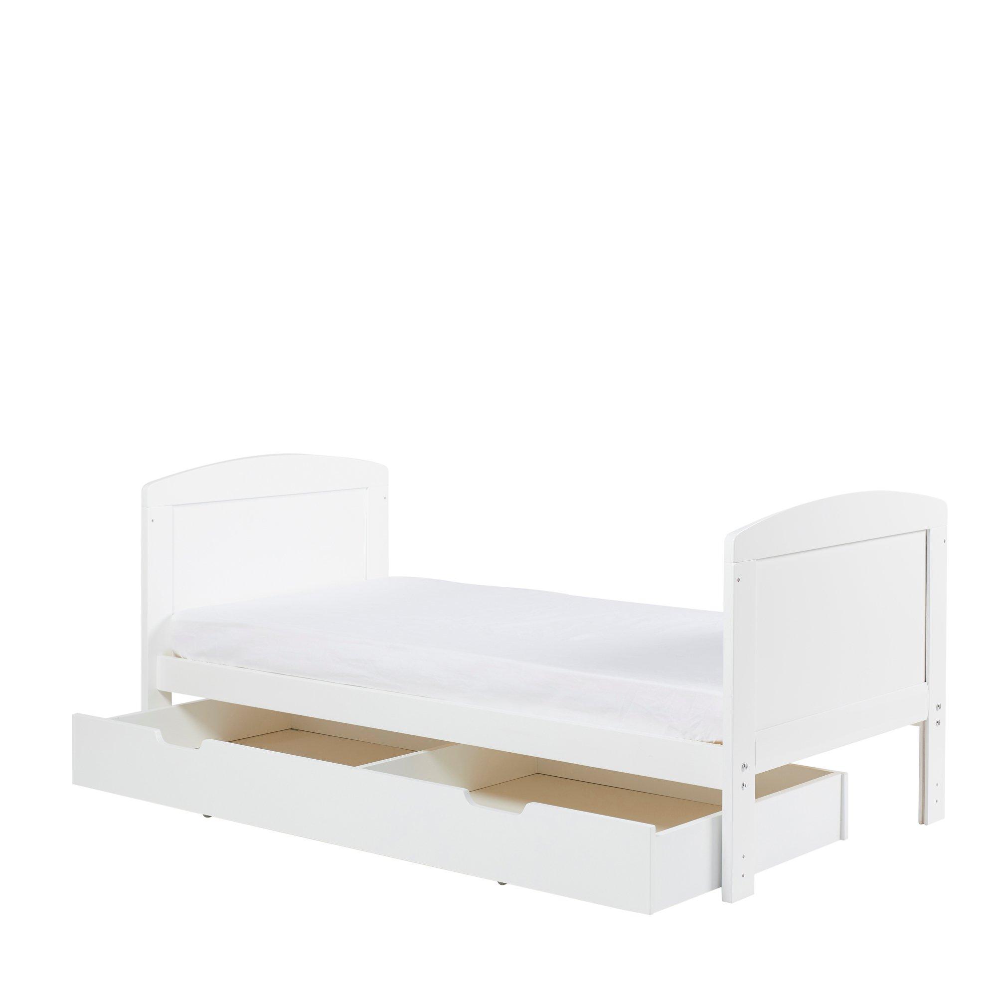 White - Ickle Bubba - Coleby Scandi Cot Bed Under Drawer and Mattress - 9