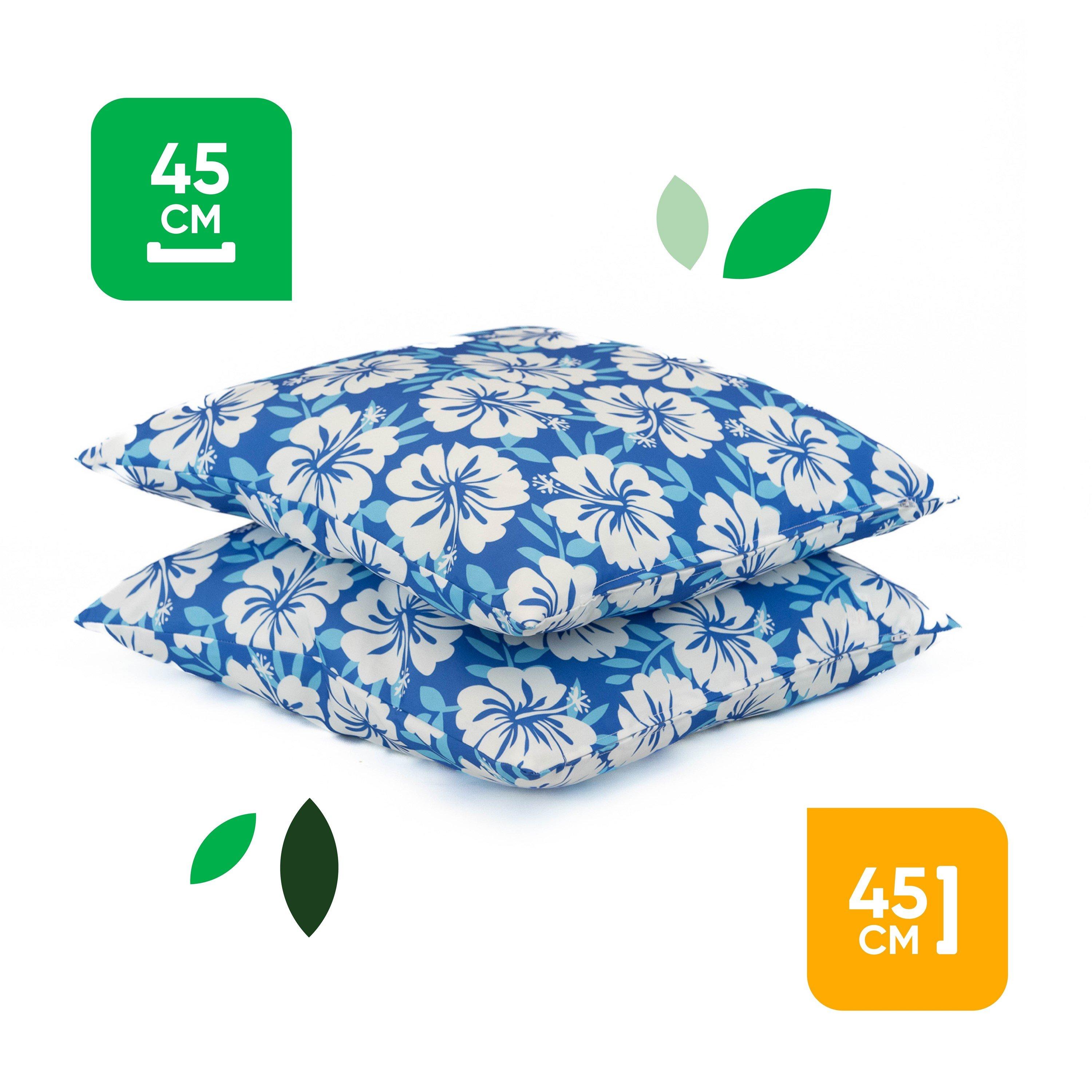 Blue - Streetwize - Outdoor Blue Hawaiian Print Scatter Cushions - 2