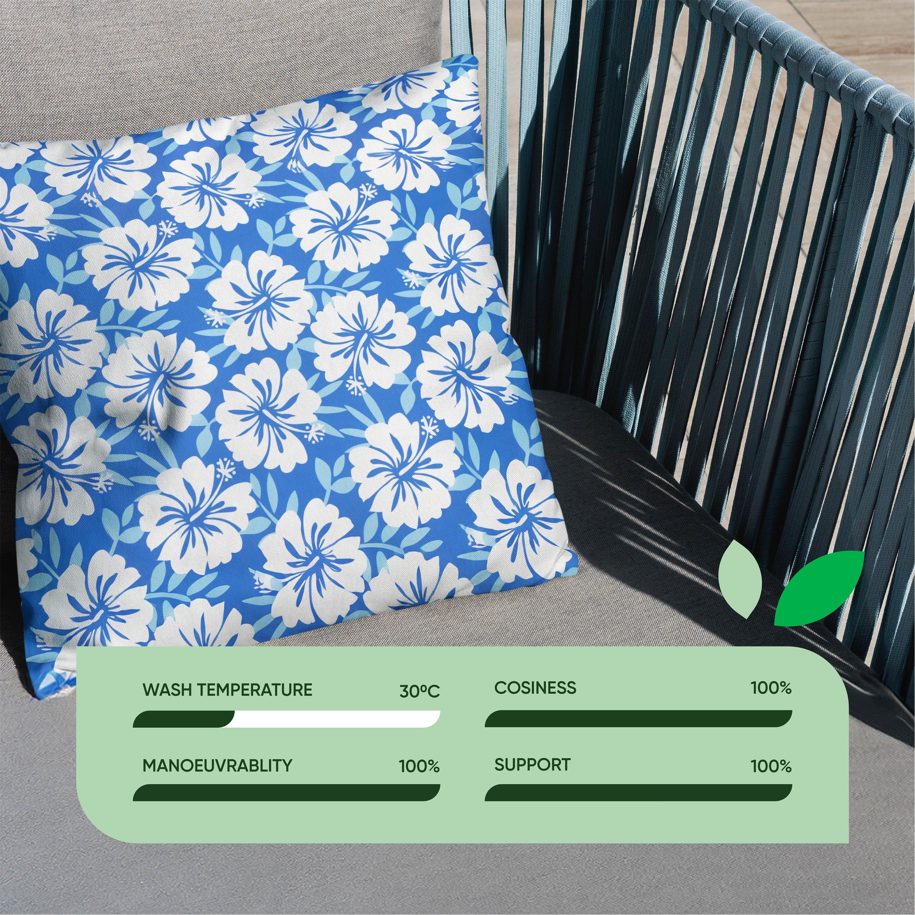 Blue - Streetwize - Outdoor Blue Hawaiian Print Scatter Cushions - 3