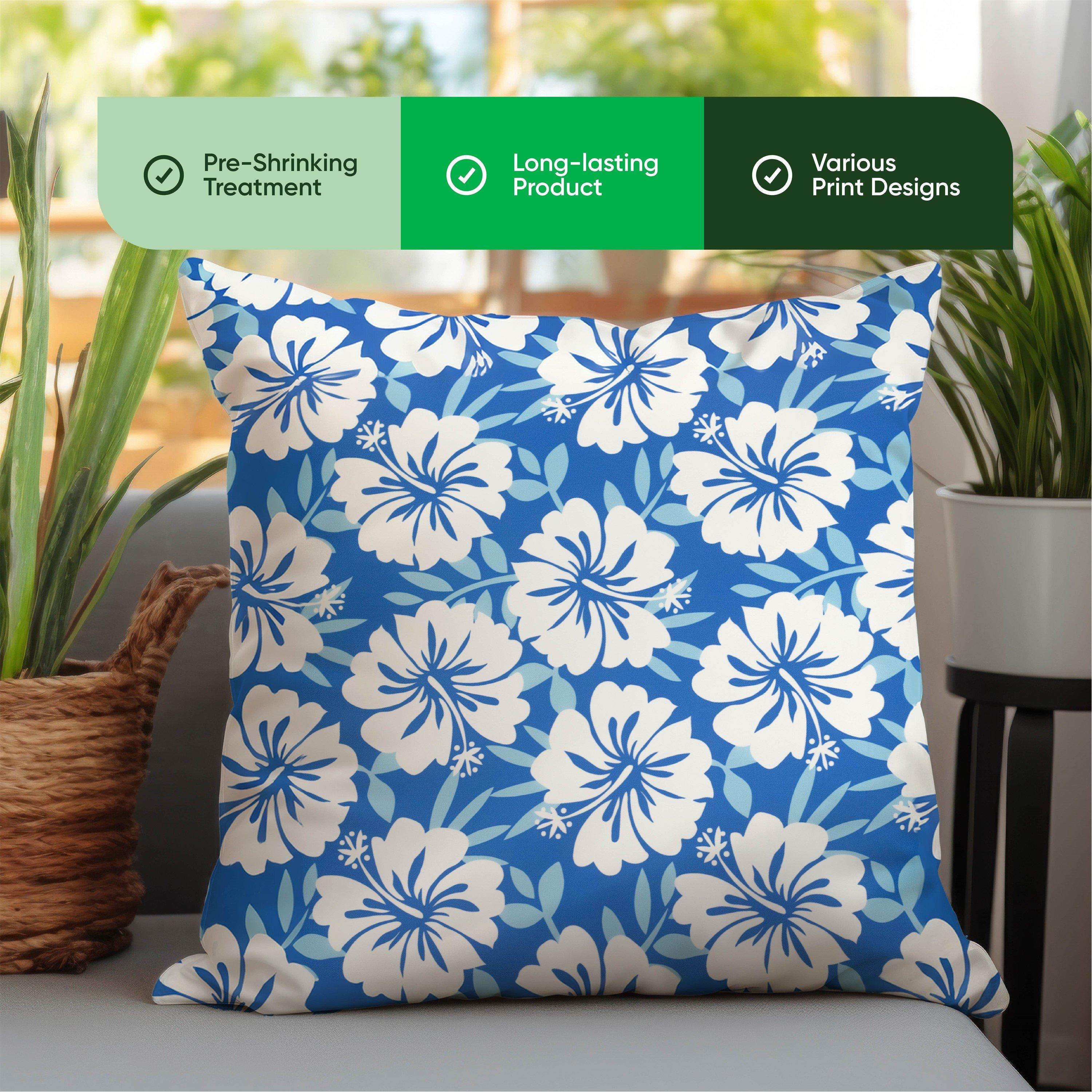 Blue - Streetwize - Outdoor Blue Hawaiian Print Scatter Cushions - 4