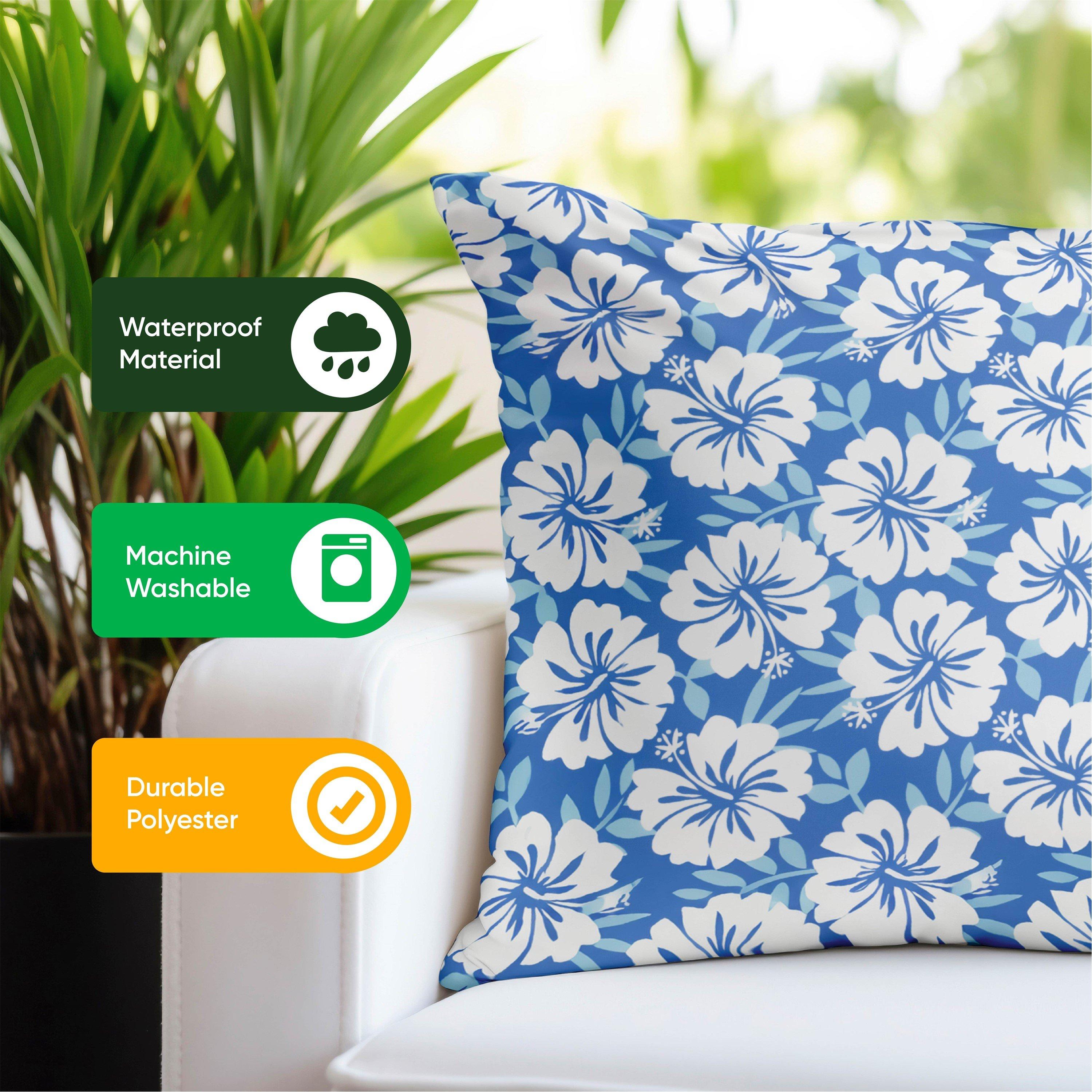 Blue - Streetwize - Outdoor Blue Hawaiian Print Scatter Cushions - 5