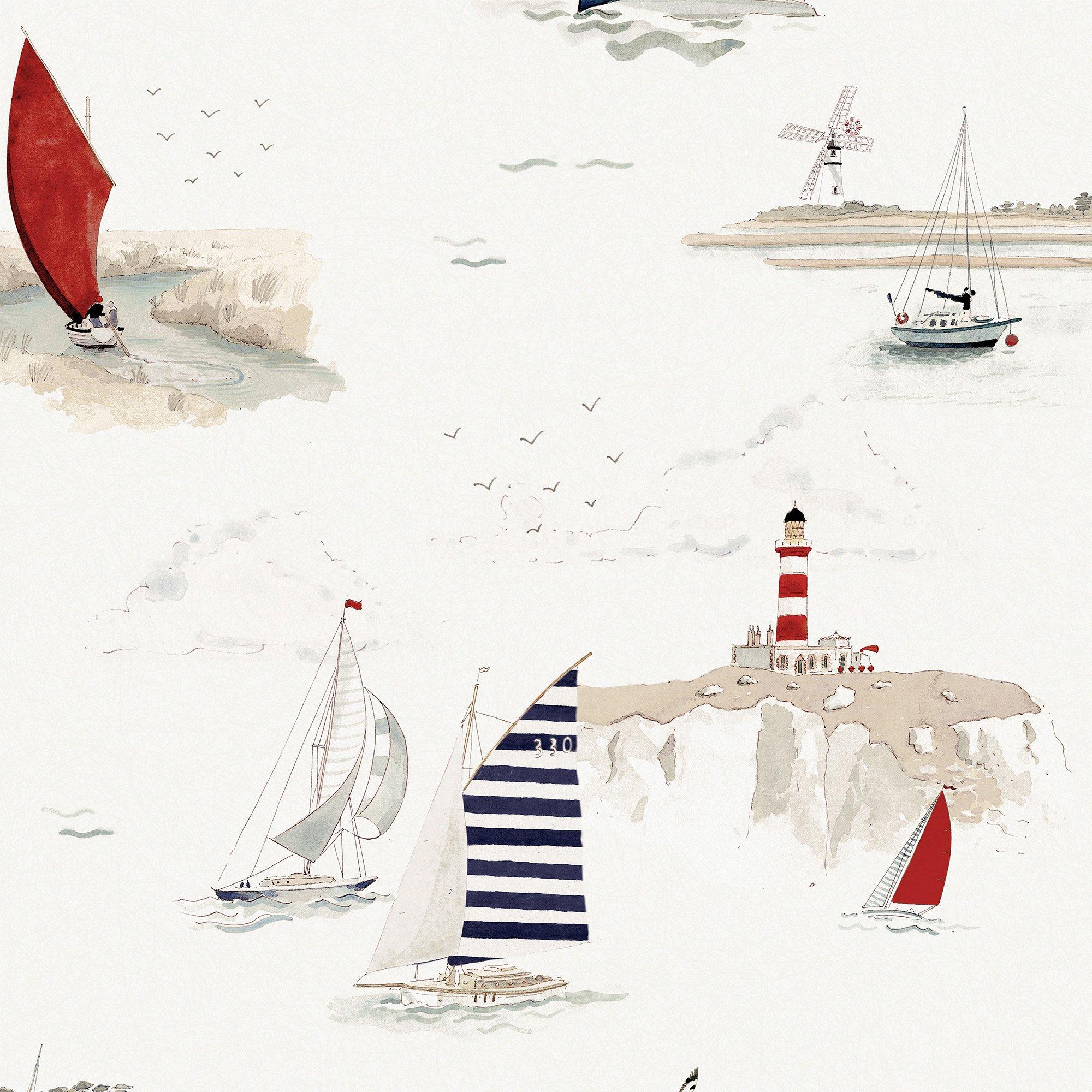 Langham White - Sophie Allport - Coastal Boats Wallpaper - 1
