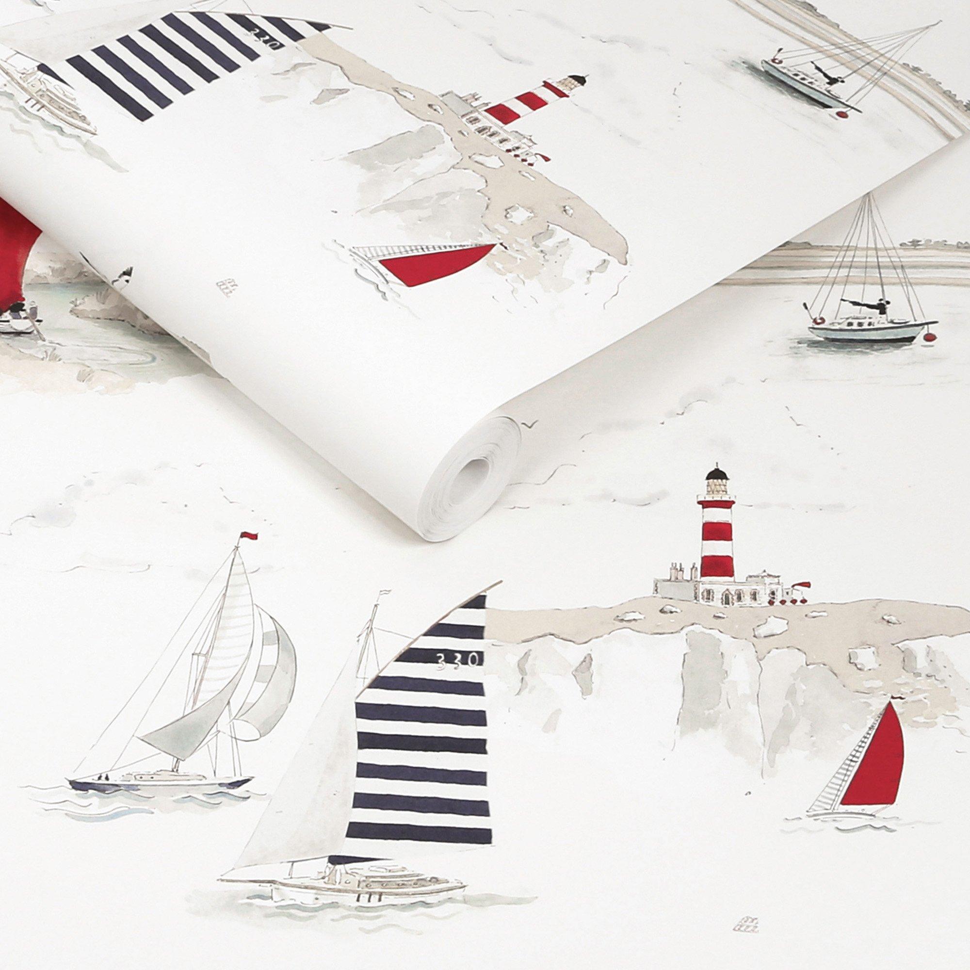 Langham White - Sophie Allport - Coastal Boats Wallpaper - 3