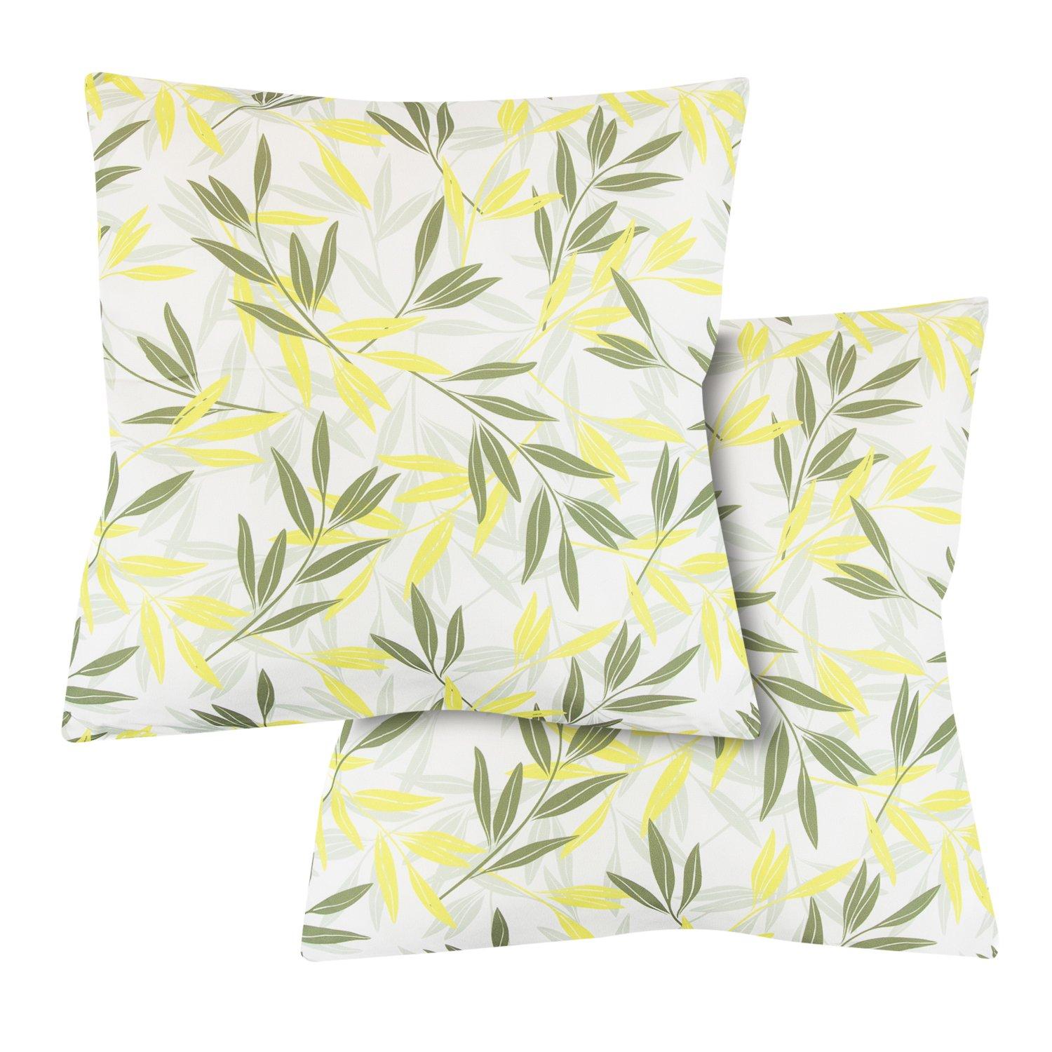 Green/Grey - Streetwize - Outdoor Green/Grey Leaf Print Scatter Cushions - 1