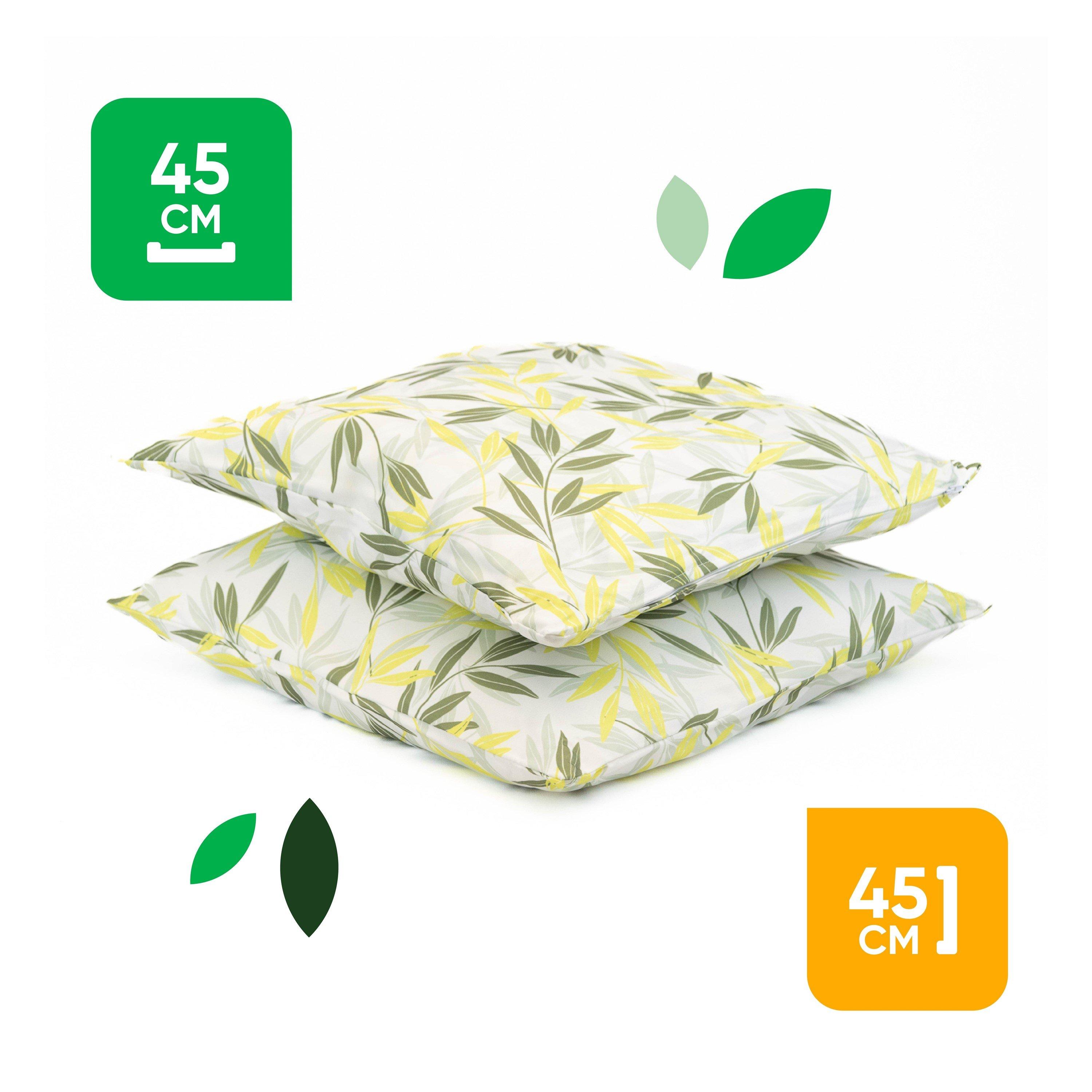 Green/Grey - Streetwize - Outdoor Green/Grey Leaf Print Scatter Cushions - 2
