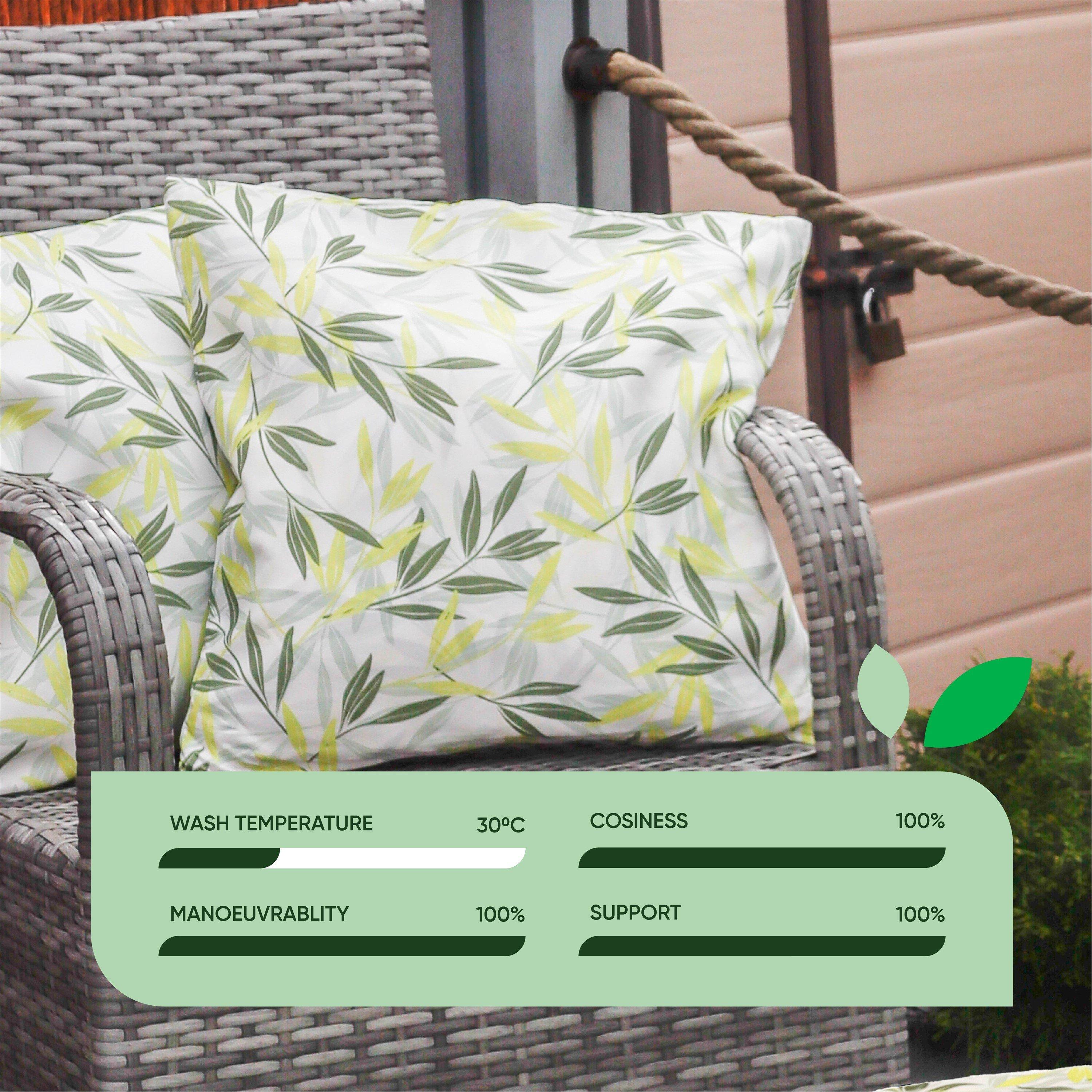 Green/Grey - Streetwize - Outdoor Green/Grey Leaf Print Scatter Cushions - 3