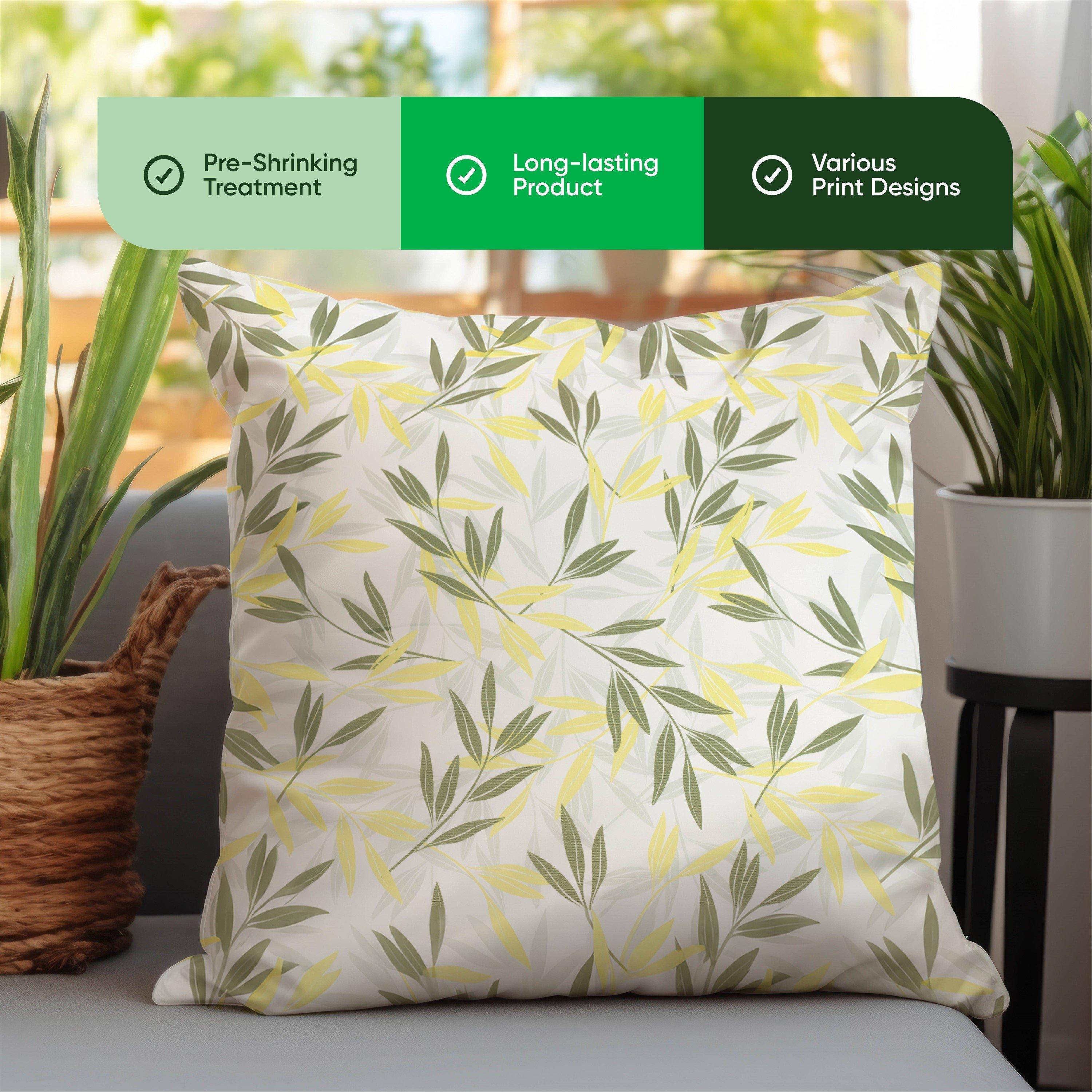 Green/Grey - Streetwize - Outdoor Green/Grey Leaf Print Scatter Cushions - 4
