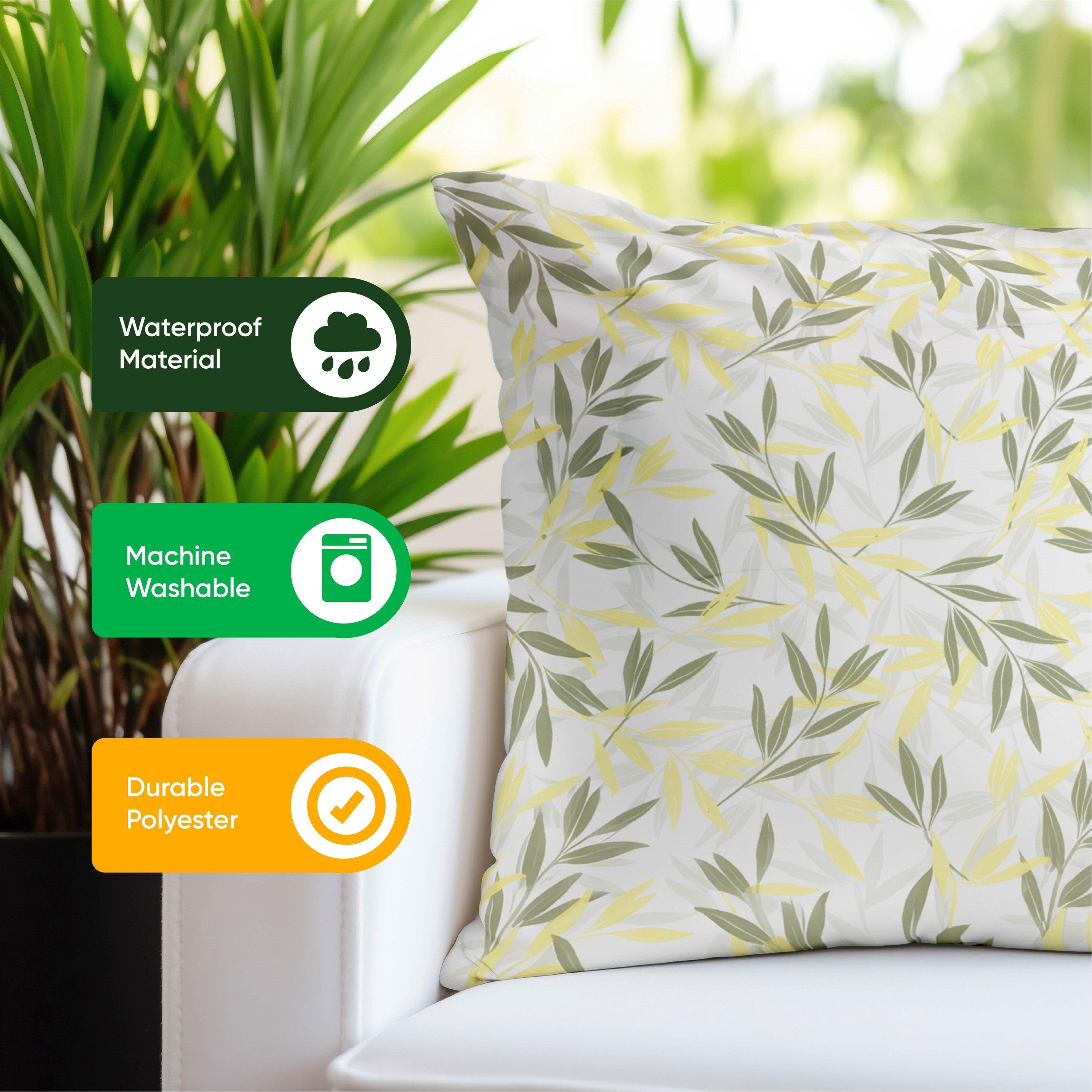 Green/Grey - Streetwize - Outdoor Green/Grey Leaf Print Scatter Cushions - 5