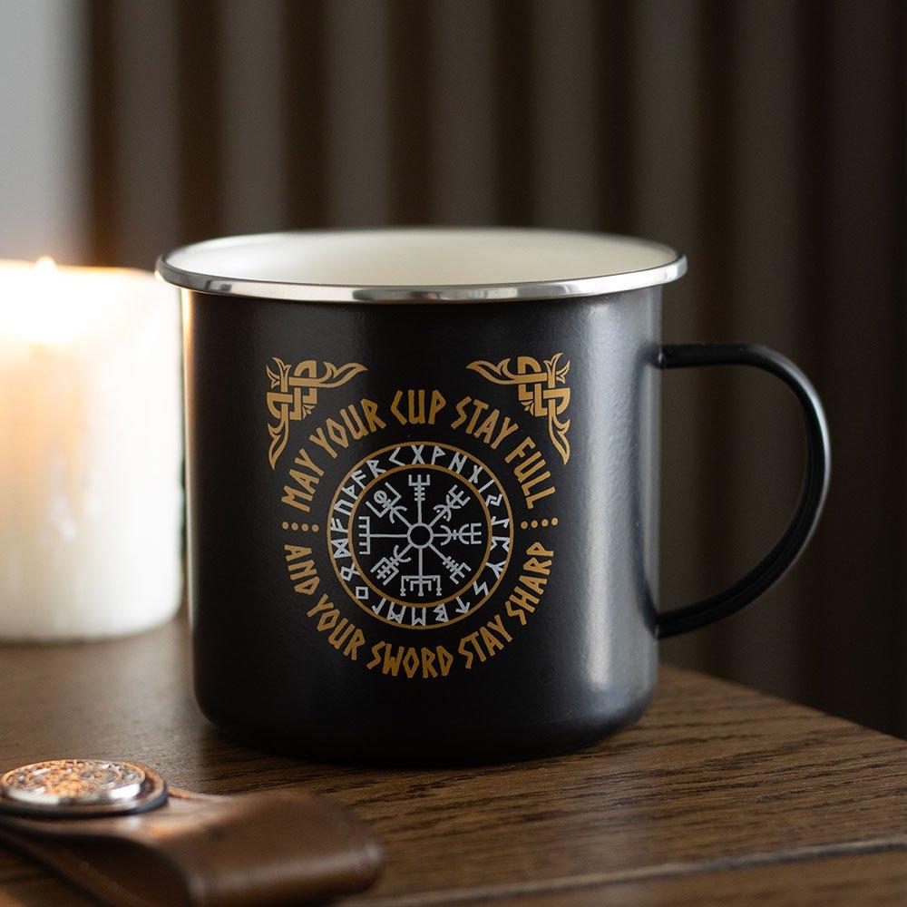 Black - Something Different - Viking Compass Enamel Mug - 1