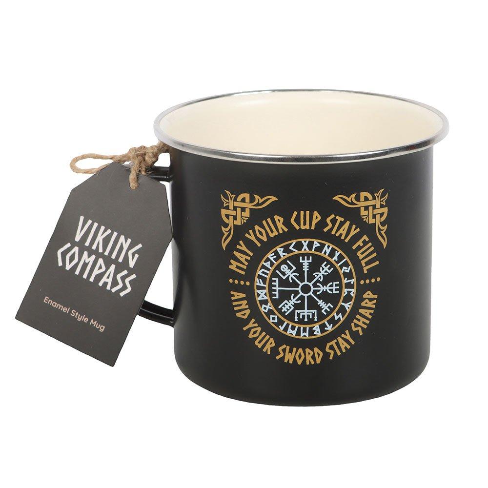 Black - Something Different - Viking Compass Enamel Mug - 2