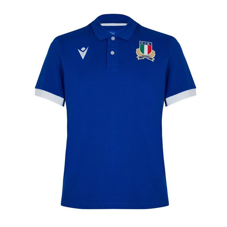 Bleu - Macron - Italy Rugby Home polo Light Shirt 2023 2024 Adults - 1