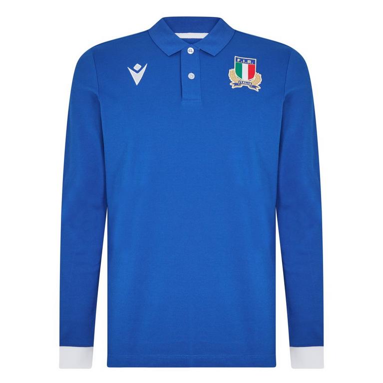 Bleu - Macron - Italy Rugby Home Polo Shirt 2023 2024 Adults - 1