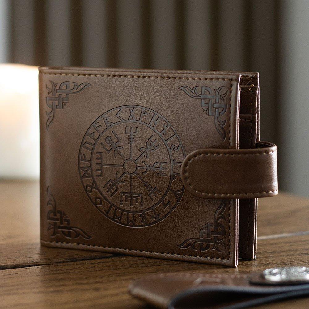 Something Different Men's Viking Compass Faux Leather Wallet - Brown