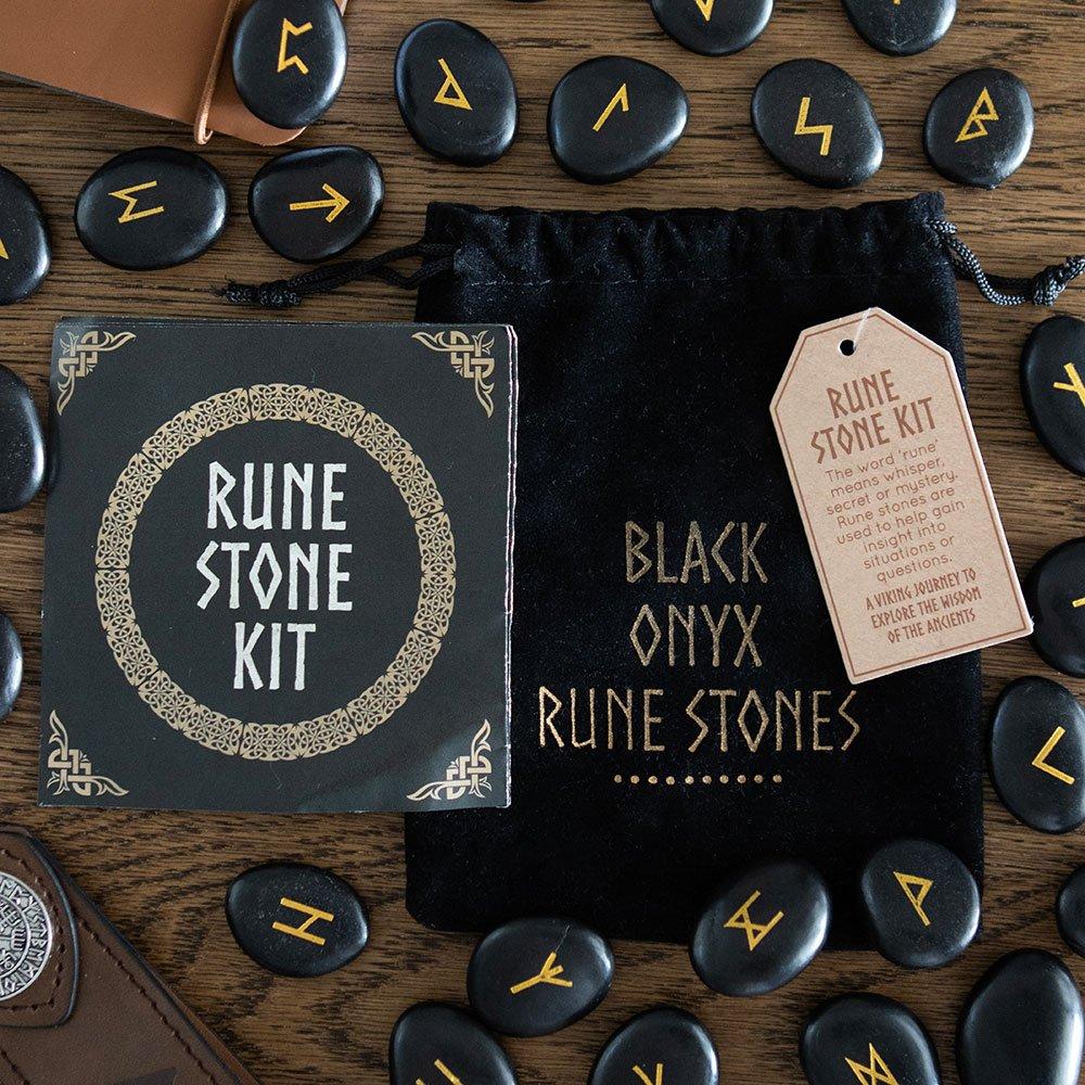 Something Different Men's Set Of 25 Onyx Viking Rune Stones Black