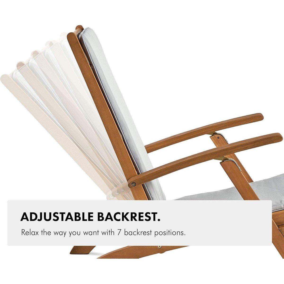 Brown - VonHaus - Hudson Grey Sun Lounger Chair With Cushion - 5