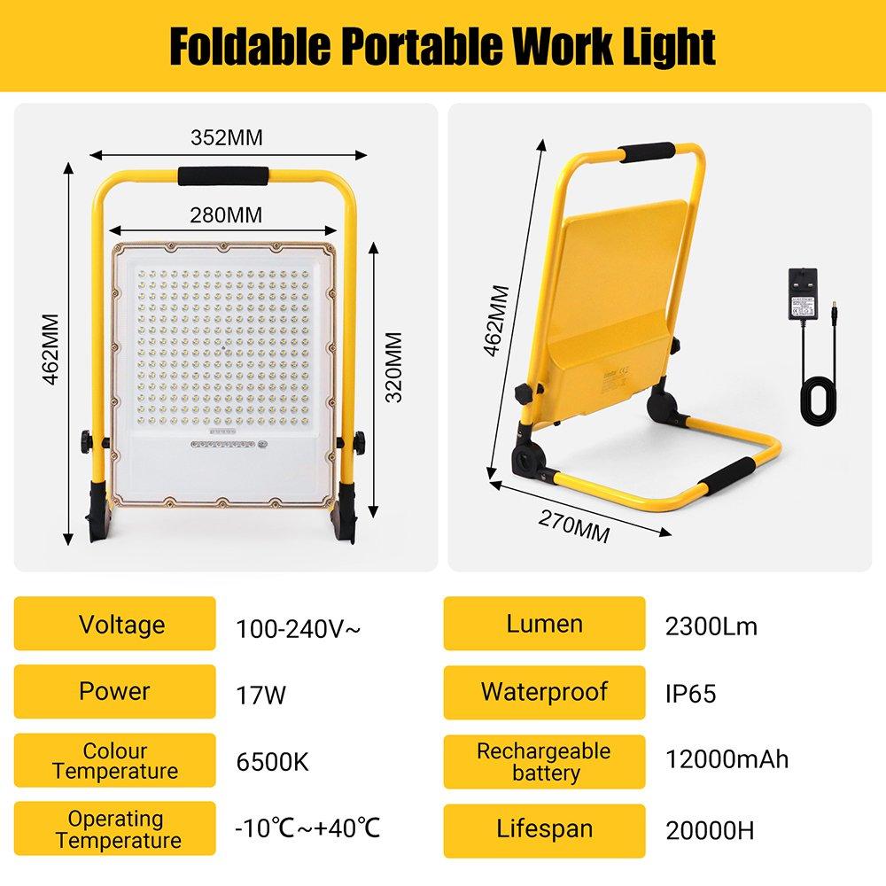 Yellow - Breeins - Portable Rechargeable LED Floodlight Work Light - 3