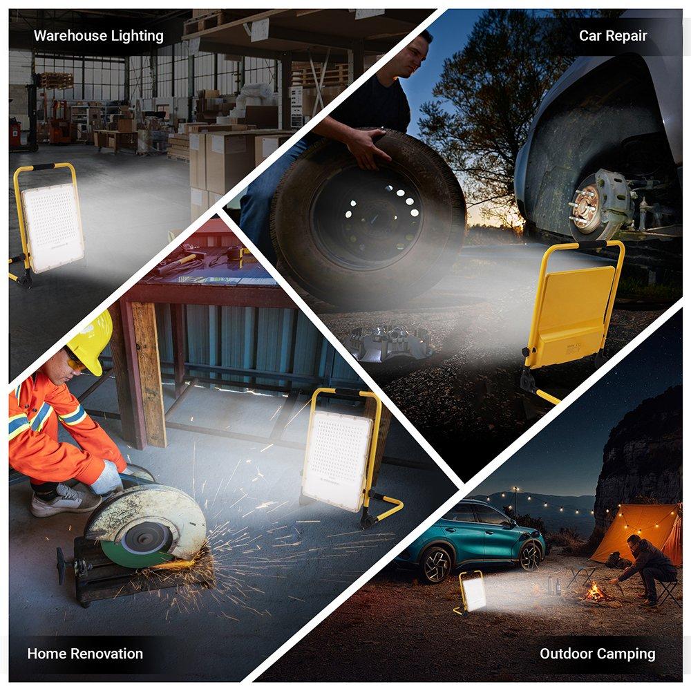 Yellow - Breeins - Portable Rechargeable LED Floodlight Work Light - 7