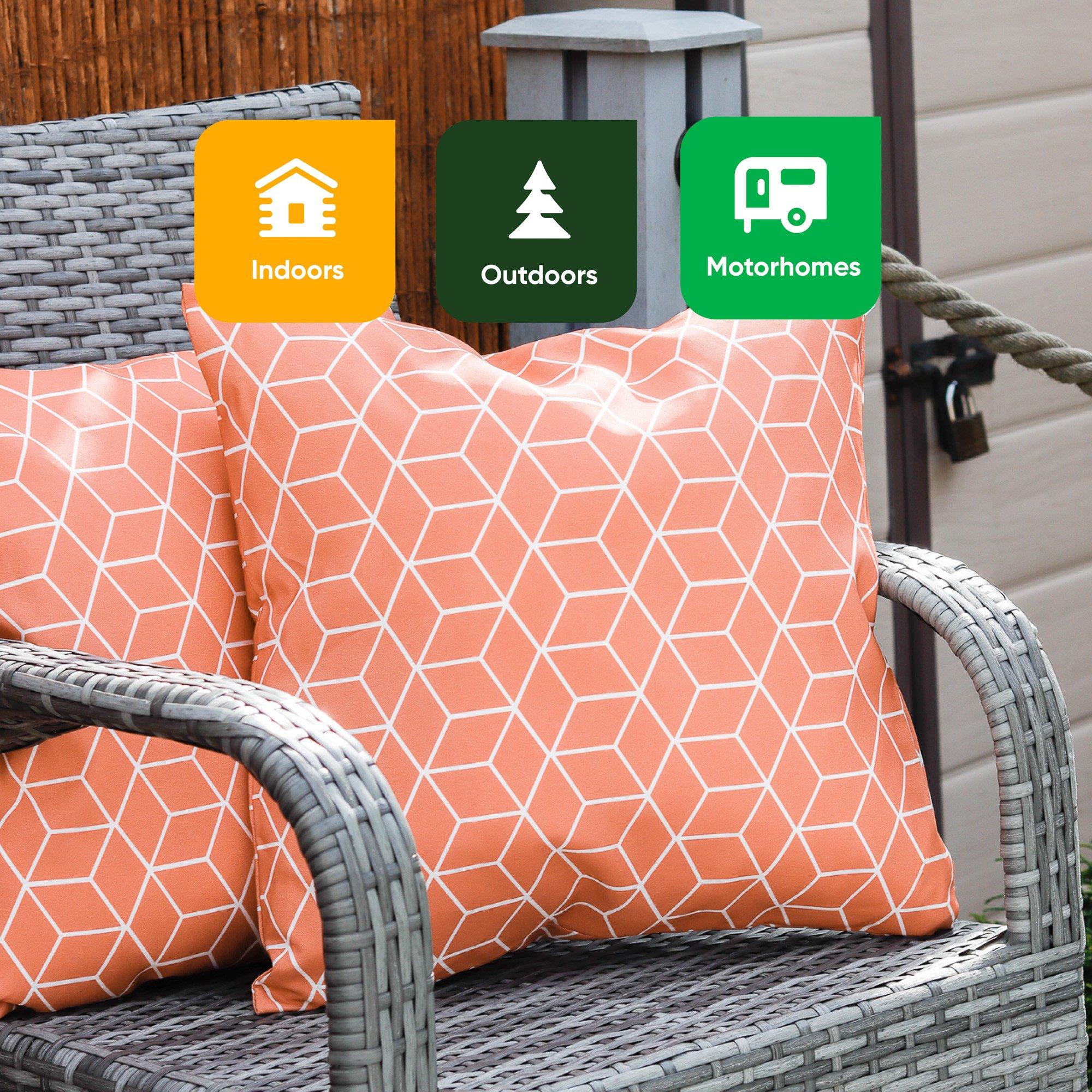 Orange - Streetwize - Outdoor Orange Cube Print Scatter Cushions - 6