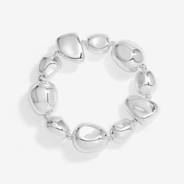 Mood Silver Polished Organic Pebble Stretch Bracelet