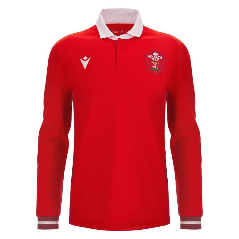 Rouge - Macron - WRU Wales 23/24 Home Long Sleeve Rugby Shirt - 1