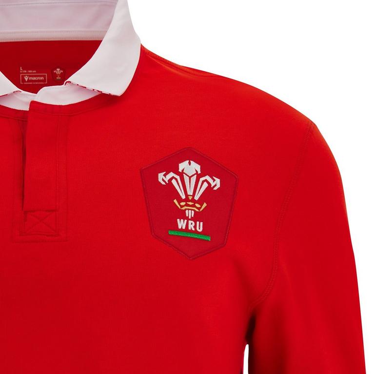 Rouge - Macron - WRU Wales 23/24 Home Long Sleeve Rugby Shirt - 3