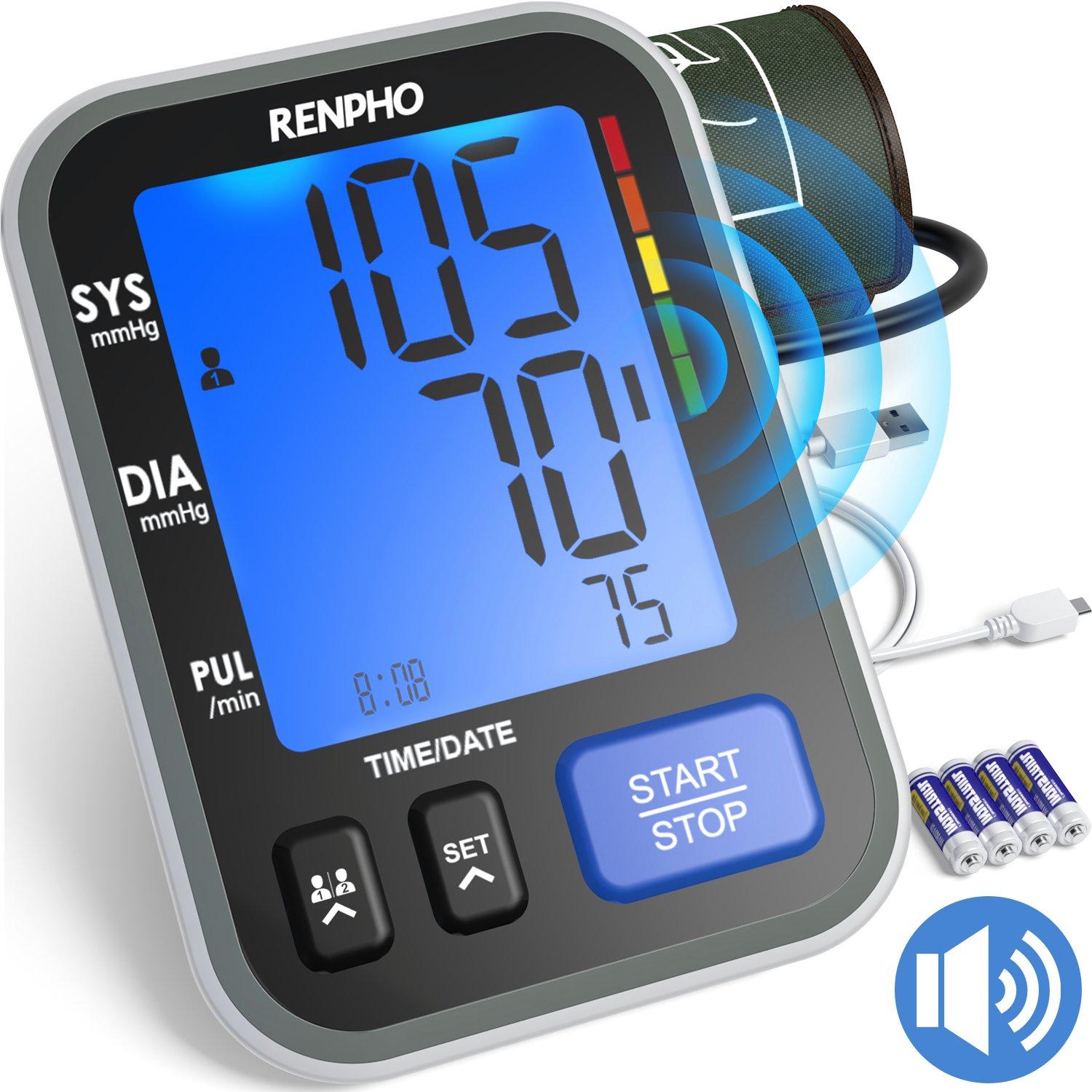 Black - Renpho - Smart Blood Pressure Monitor XL Dual - 1