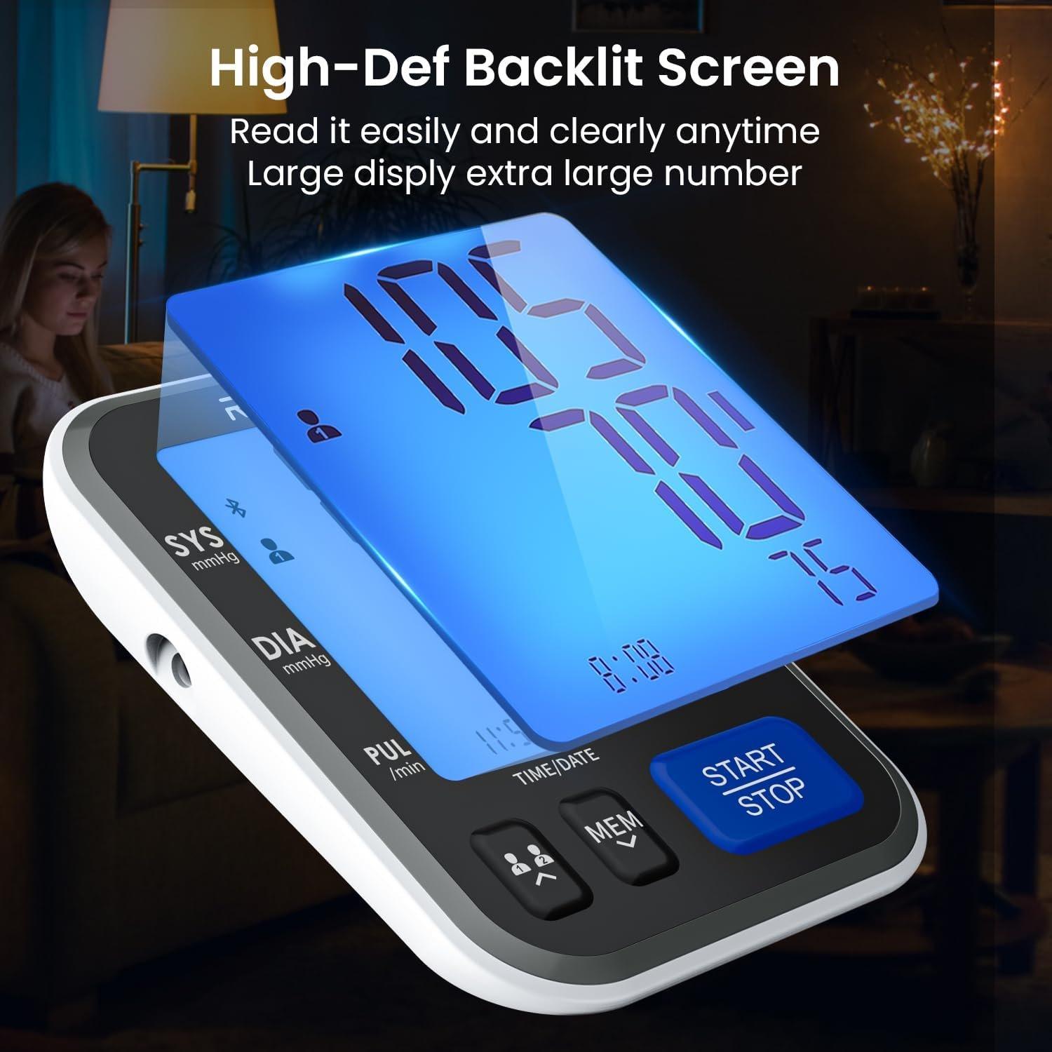Black - Renpho - Smart Blood Pressure Monitor XL Dual - 4