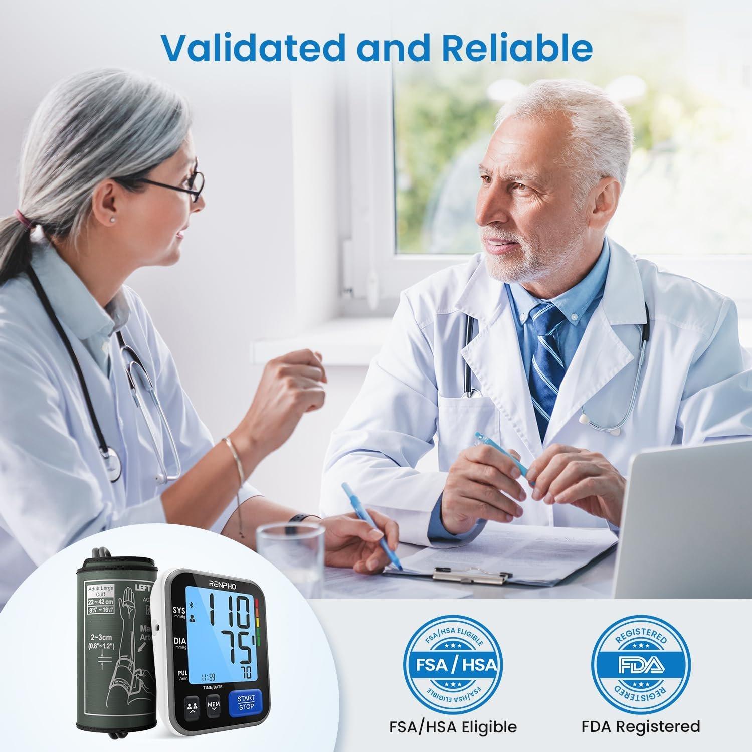 Black - Renpho - Smart Blood Pressure Monitor XL Dual - 8