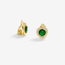 Jon Richard Gold Plated And Emerald Twist Halo Clip Earrings