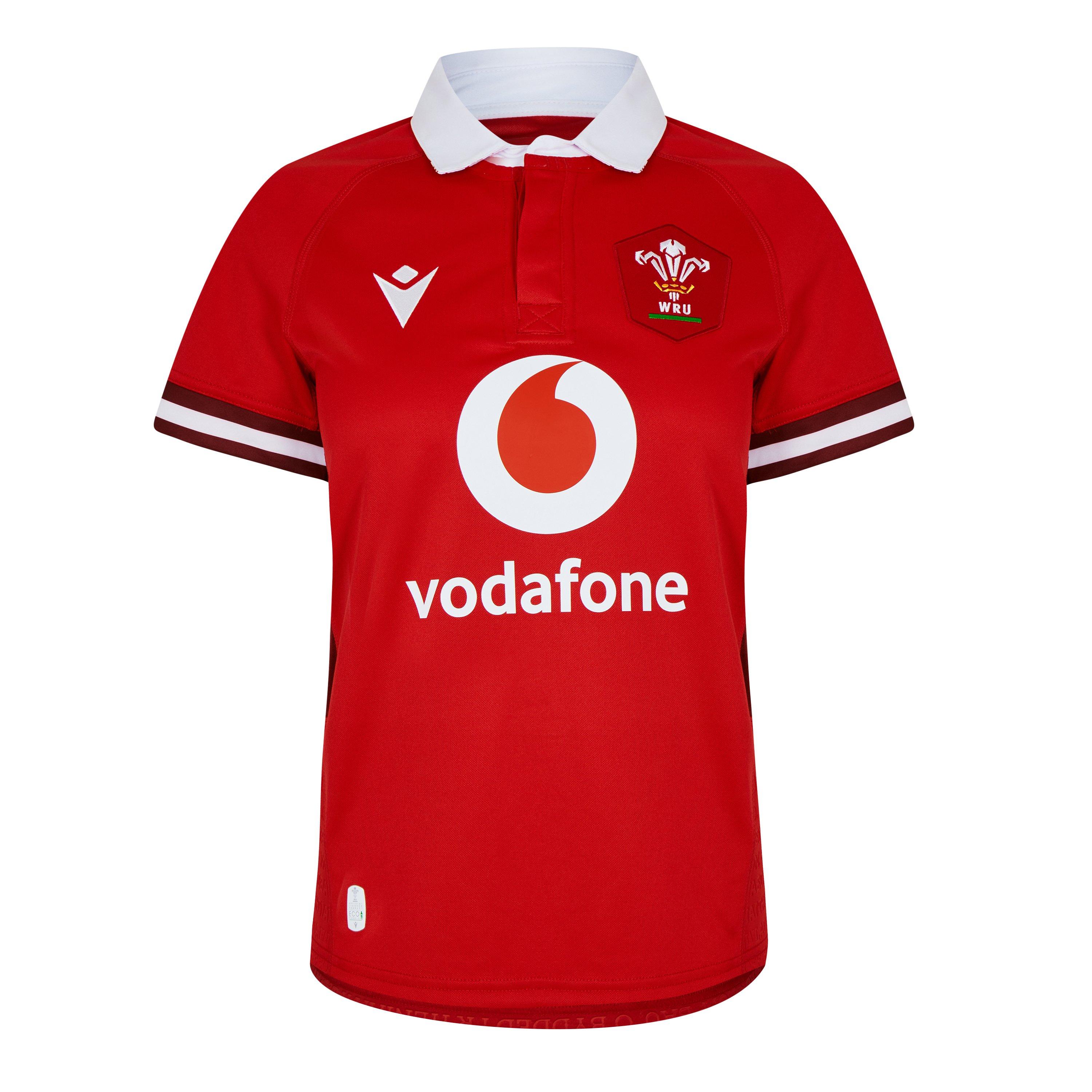 Macron Men's Wales Rugby 6 Nations Home Shirt 2023 Adults - Red - Large