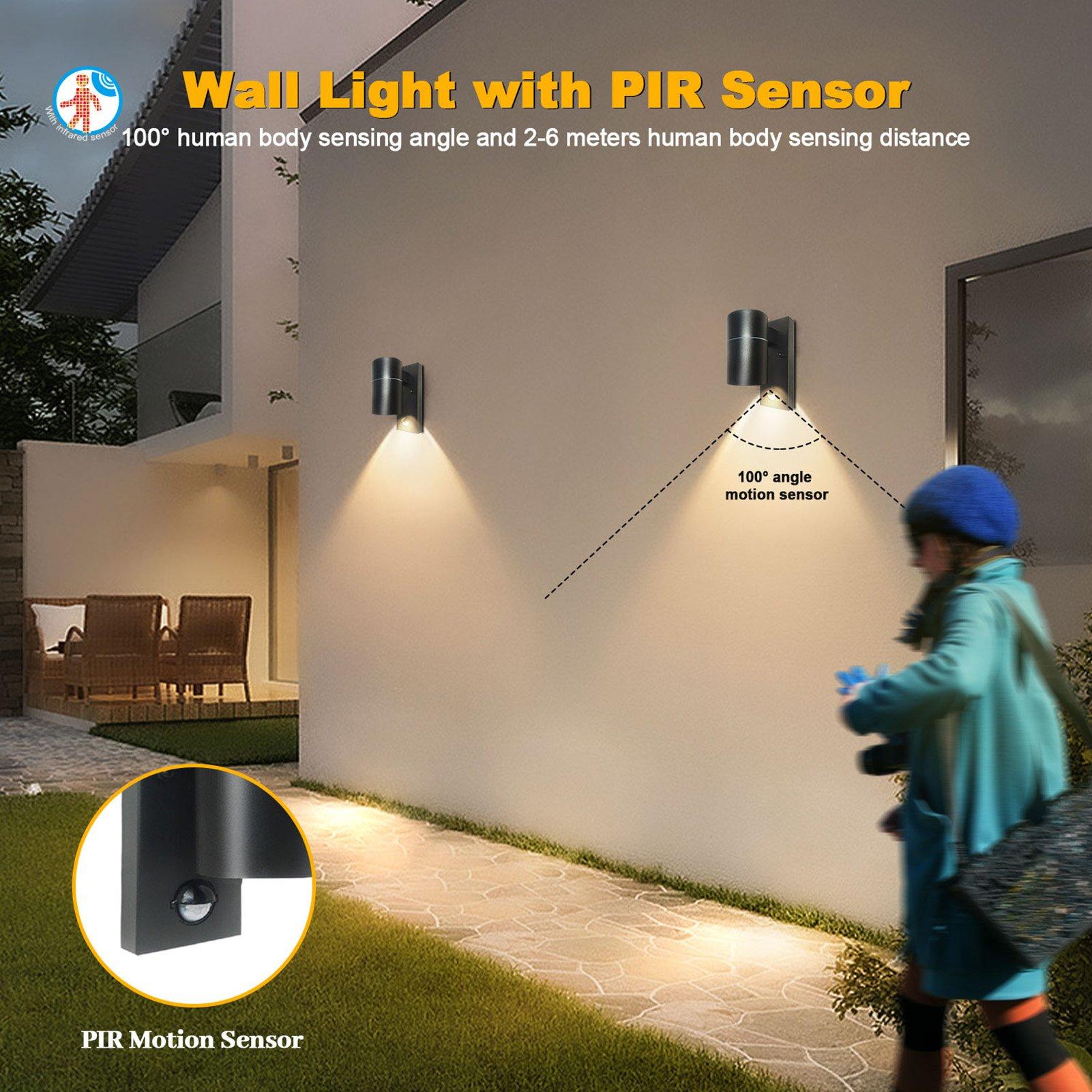 Black - Breeins - Wall Light with PIR Motion Sensor - 7